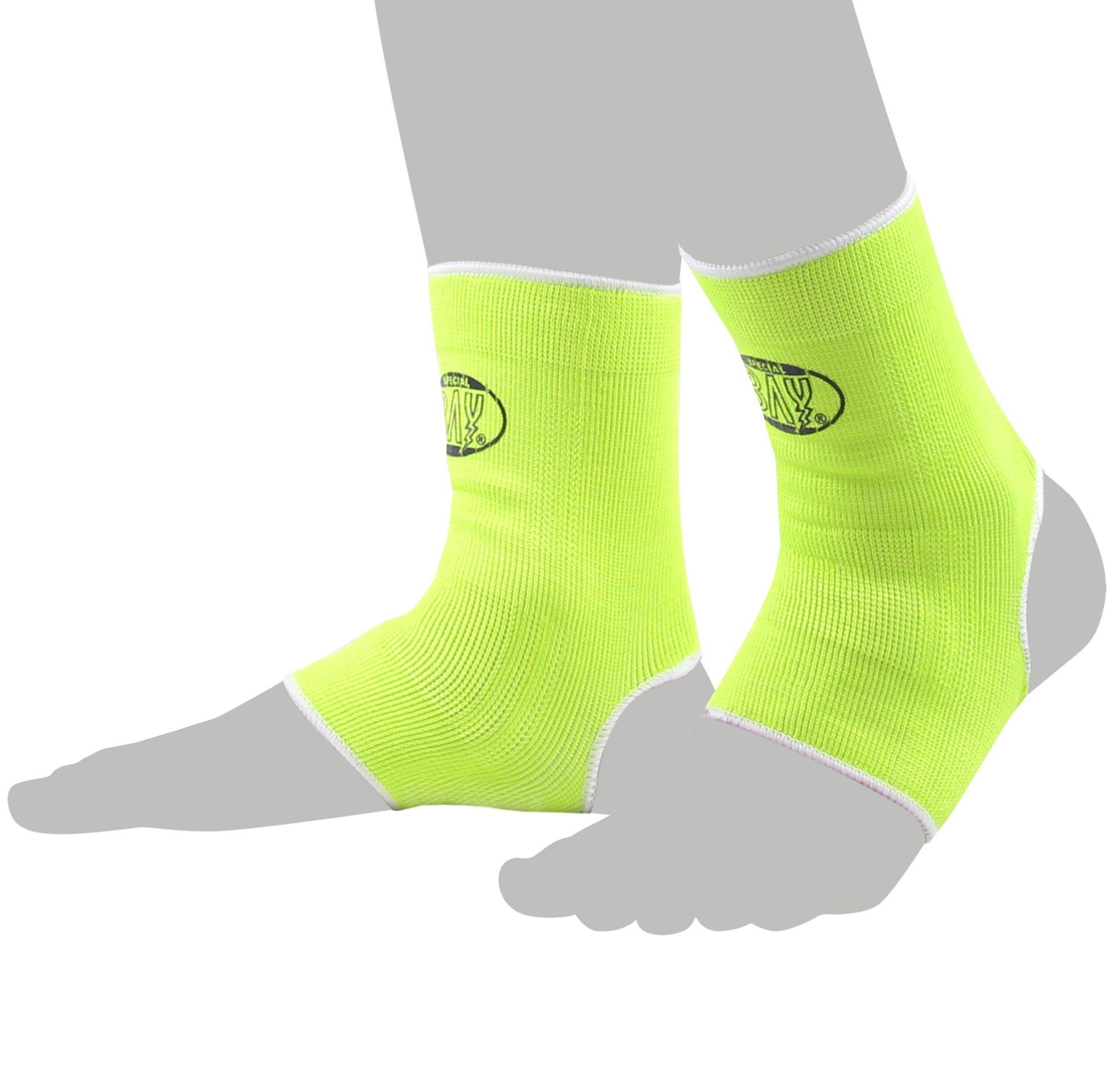 BAY-Sports Fußbandage Knöchelbandage Fußgelenkbandage Sprunggelenk Paar Knöchel neongrün, XL