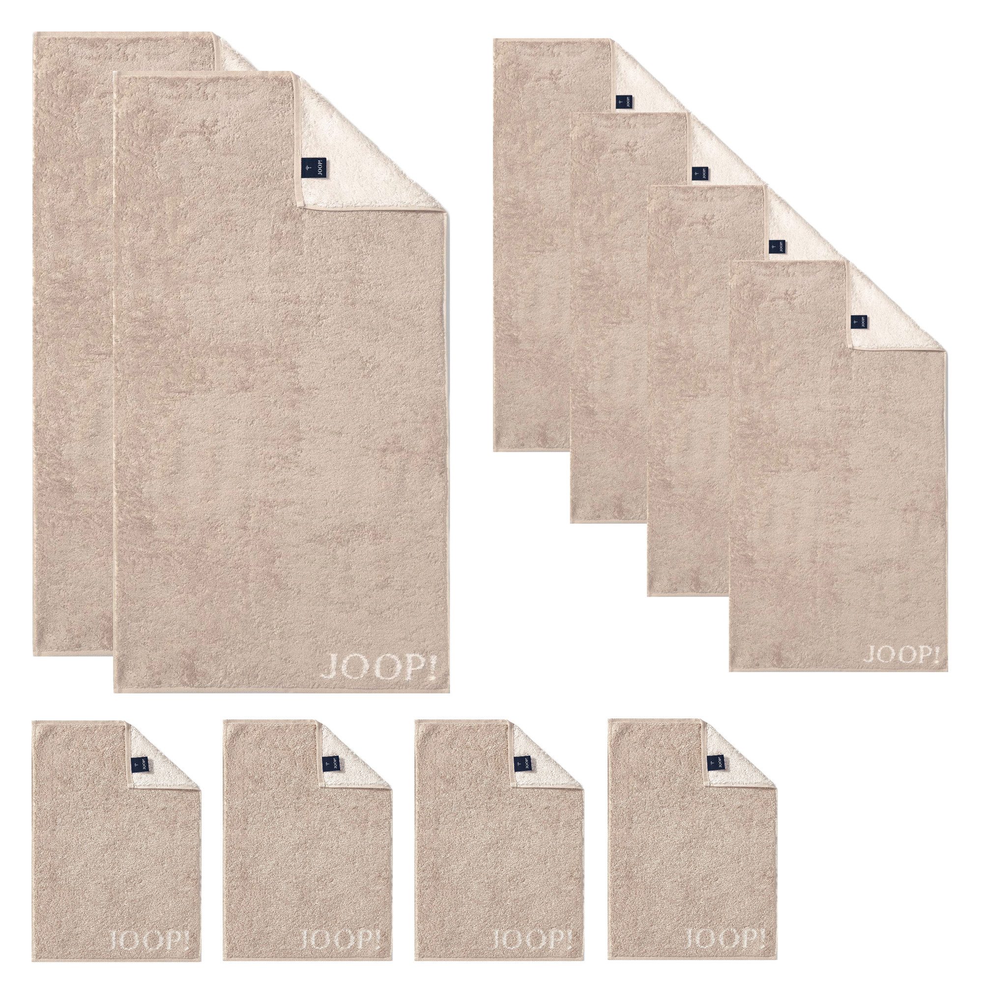 JOOP! Handtuch Set JOOP! 1600-76 Set 10-tlg. sand 2x Duschtuch 4x Handtuch 4x Gästetuch, Walkfrottier (Spar-Set, 10-St)