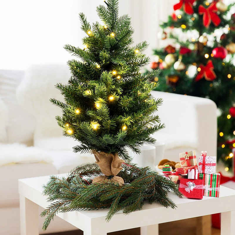 COSTWAY Künstlicher Weihnachtsbaum »Tannenbaum, Christbaum«, 60cm, 234 Spitzen PVC Nadeln, mit 35 LED-Leuchten & Zementbasis