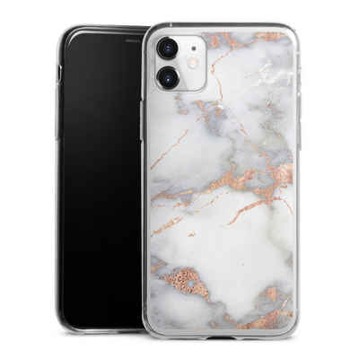 DeinDesign Handyhülle Gold Marmor Glitzer Look White and Golden Marble Look, Apple iPhone 11 Slim Case Silikon Hülle Ultra Dünn Schutzhülle