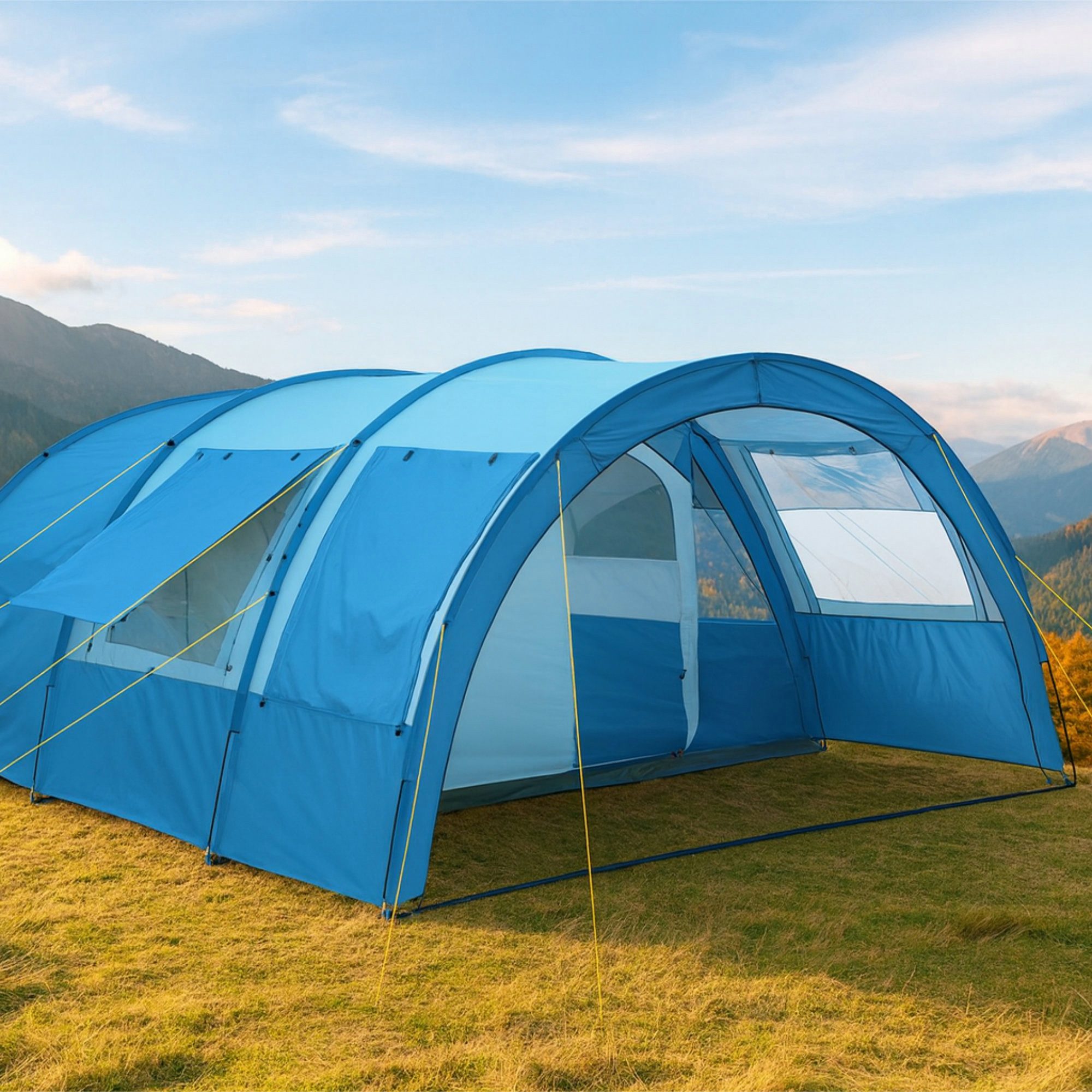 CampFeuer Tunnelzelt Zelt Multi für 4 Personen, Blau/Hellblau, Tunnelzelt mit Vorraum, 5000, Personen: 4