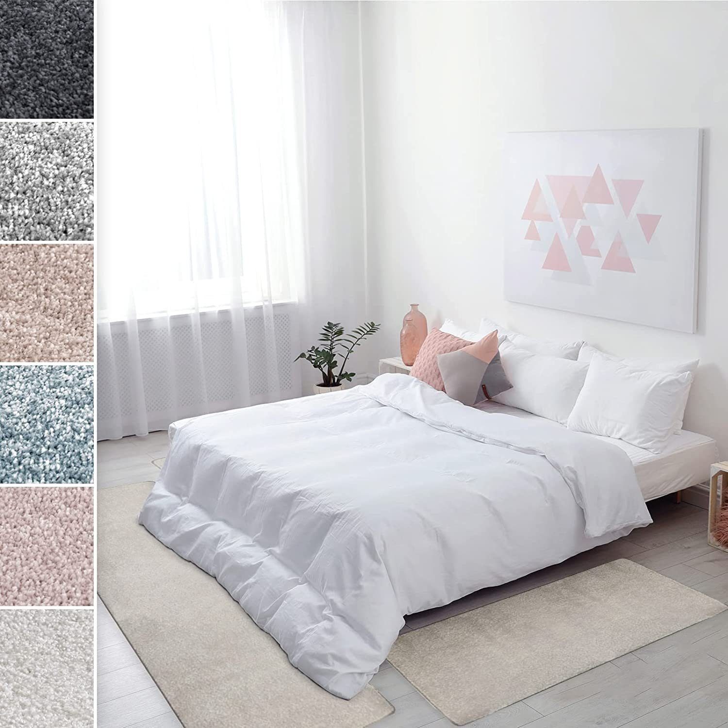 Floordirekt Hochflor-Bettumrandung Sundae, 6 Farben & 3 Größen, Teppichläufer, ideal im Schlafzimmer, Höhe 13.5 mm, (3-tlg), Velours – Bild 2 von 5