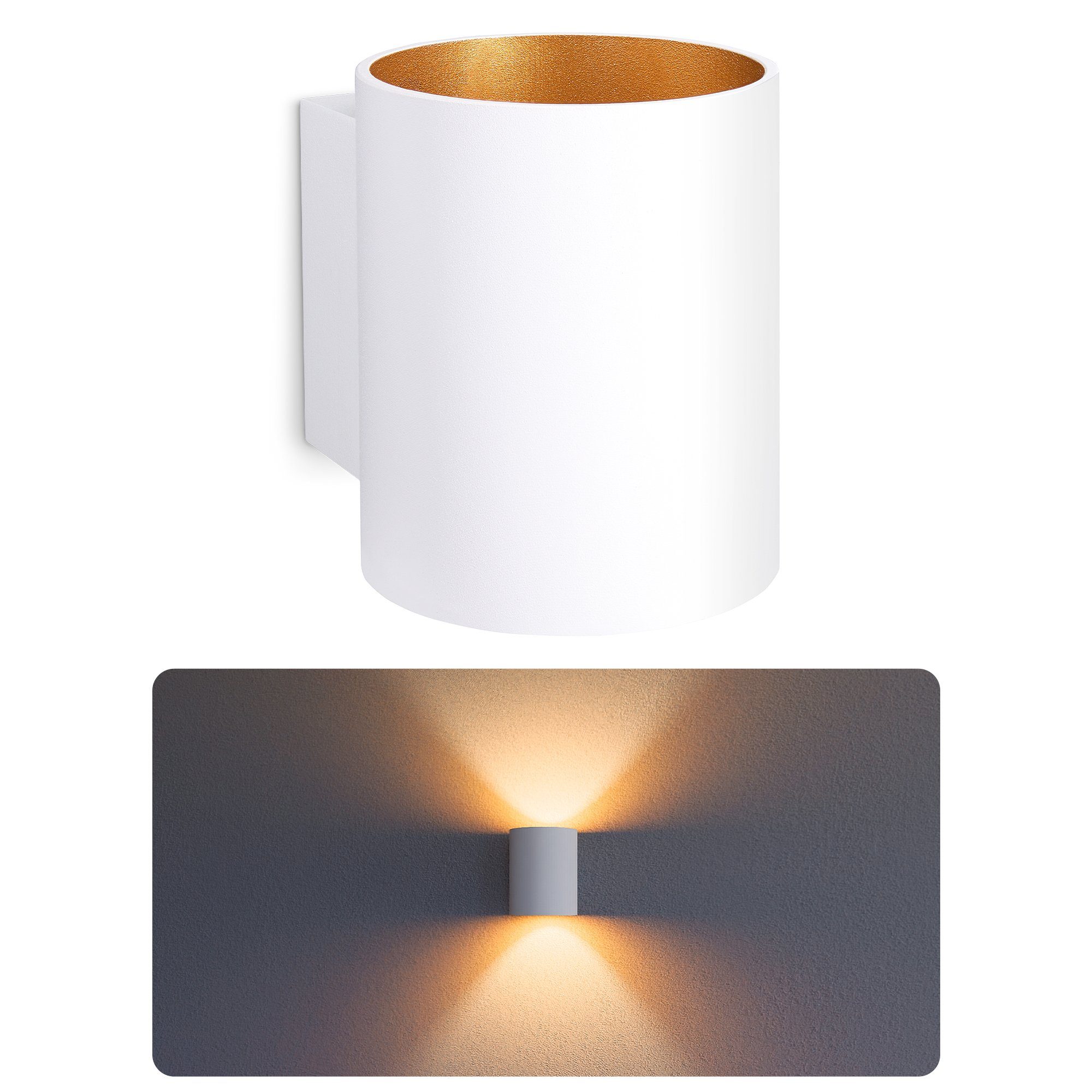 LED Wandlampe Warmweiß Down gold LED warmweiß, 2W mit G9 TUANI SSC-LUXon & Up Wandleuchte weiß