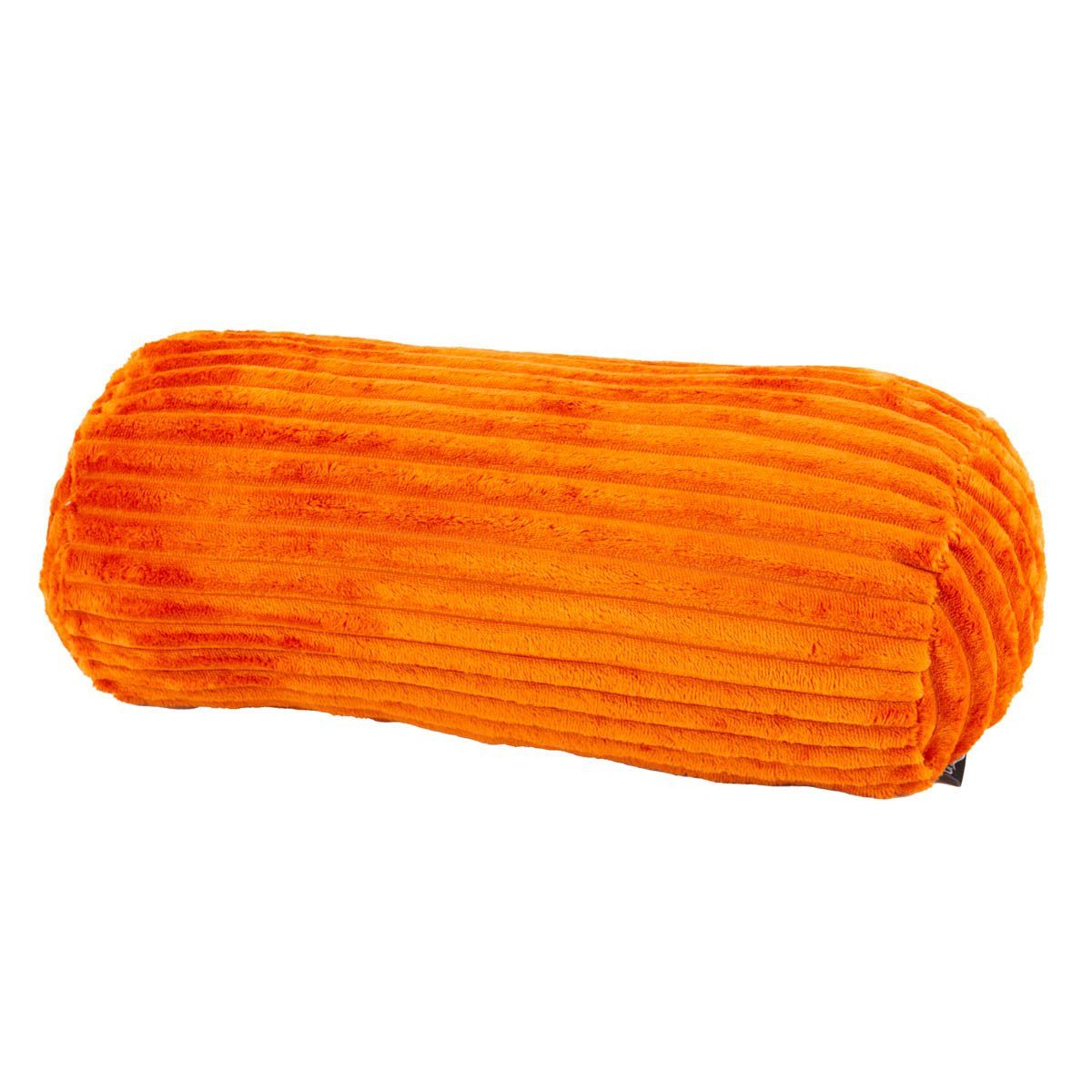 SCHÖNER LEBEN. Fellkissen Nackenrolle Plüsch Cordoptik orange 20x45cm Kuschelkissen
