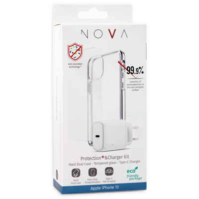 Nova Handyhülle Bundle für iPhone 13 - Schutzhülle & Ladeadapter - transparent