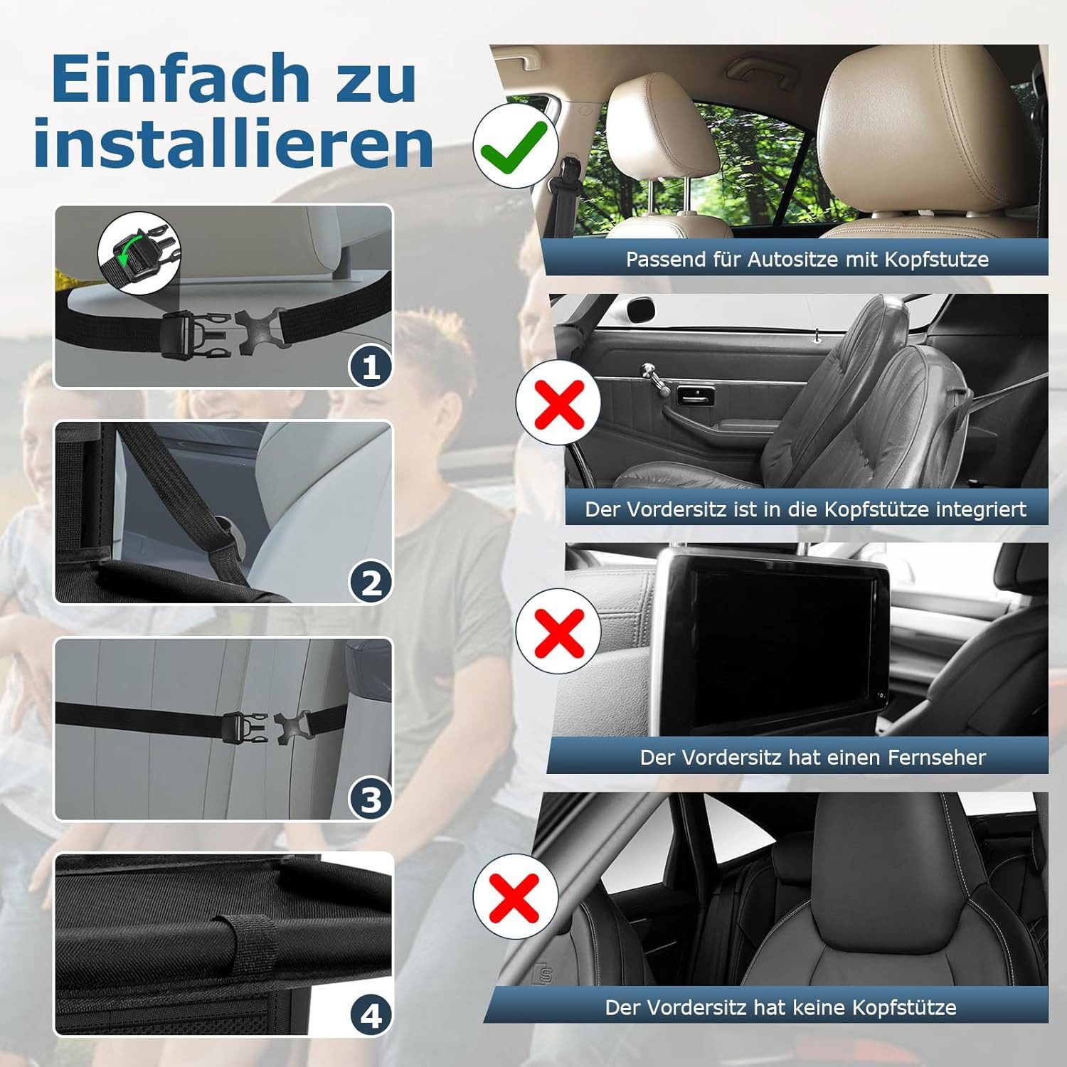 FELIXLEO Auto-Rückenlehnentasche Auto Organizer 2 Stueck Rueckenlehnenschutz Kinder Schwarz (1-tlg) – Bild 5 von 5