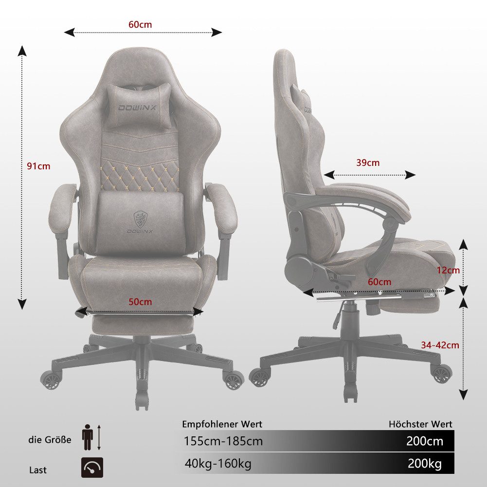 Dowinx Gaming-Stuhl Ergonomisches Design mit Massage günstig online kaufen