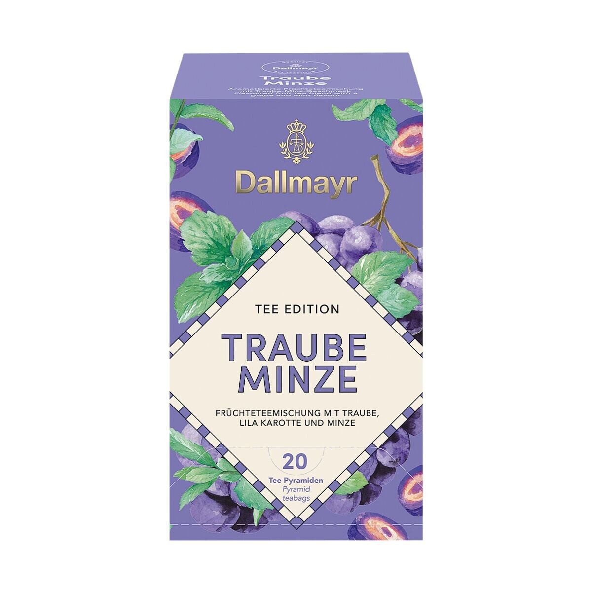 DALLMAYR Tee Traube Minze, 20 Aufgussbeutel, Früchteteemischung