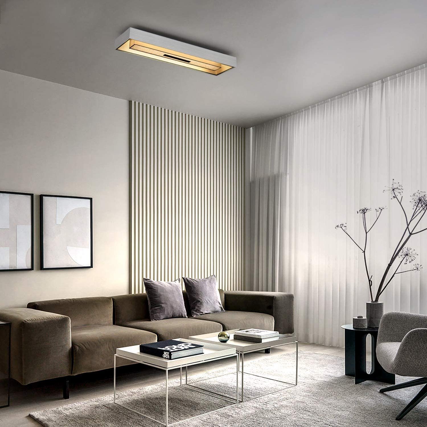 Luxus LED Deckenleuchte Arbeitszimmer Bürolampe Balkenstrahler silber 1600 Lumen 