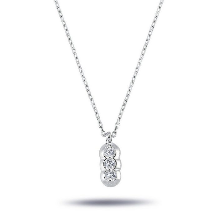 EinStein Diamant Goldkette Diamant Halskette mit 0 11 Carat Tria-Anhänger in 14 Karat Weißgold Diamant Anhänger mit Kette Halskette Collier in 14 Karat Gold