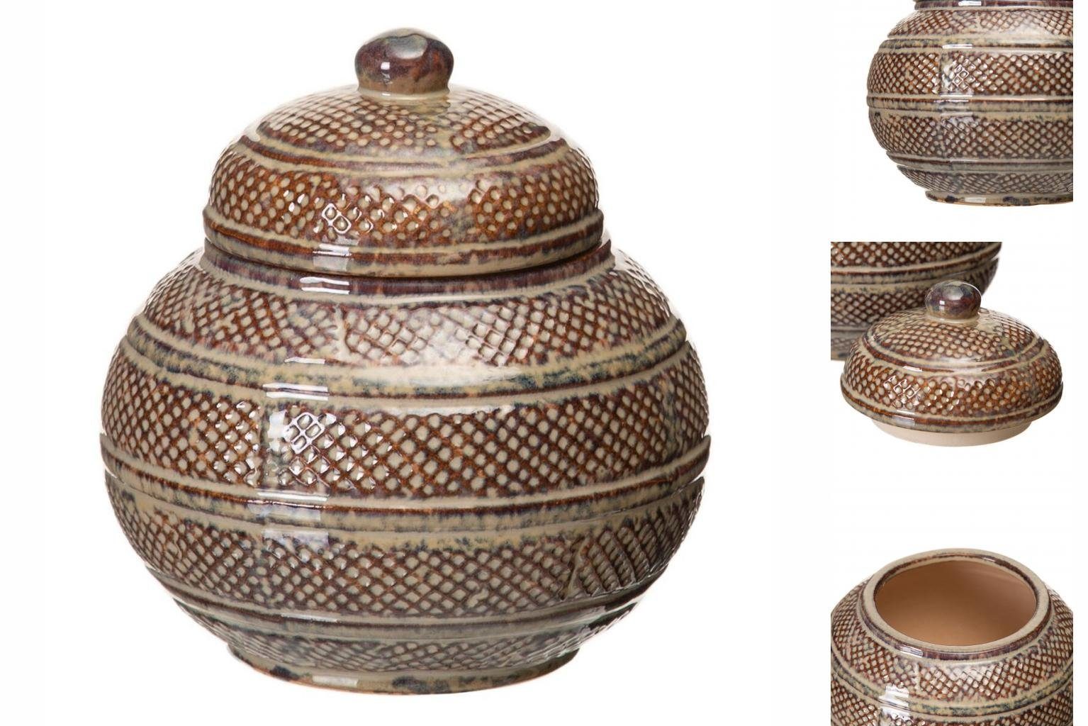 Bigbuy Dekovase Vase 17 x 17 x 17,5 cm aus Keramik Braun