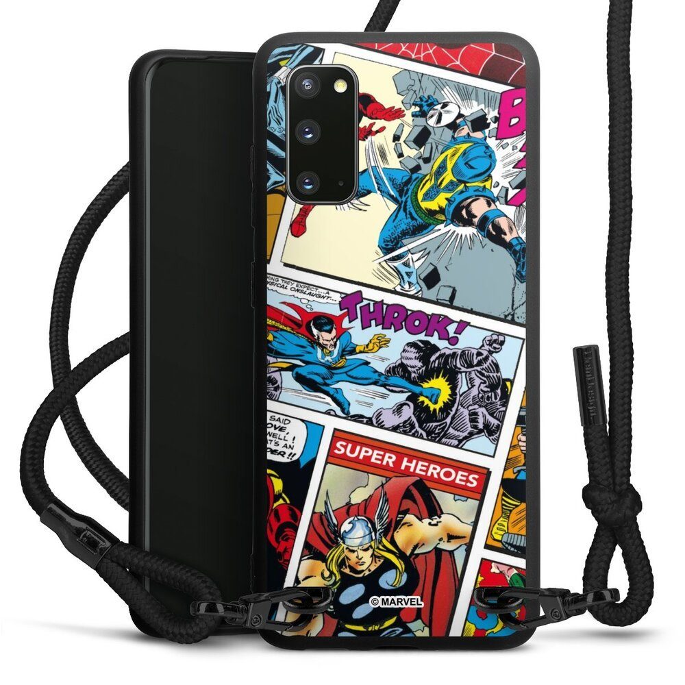 DeinDesign Handyhülle Marvel Retro Comic Blue, Samsung Galaxy S20 Premium Handykette Hülle mit Band Case zum Umhängen