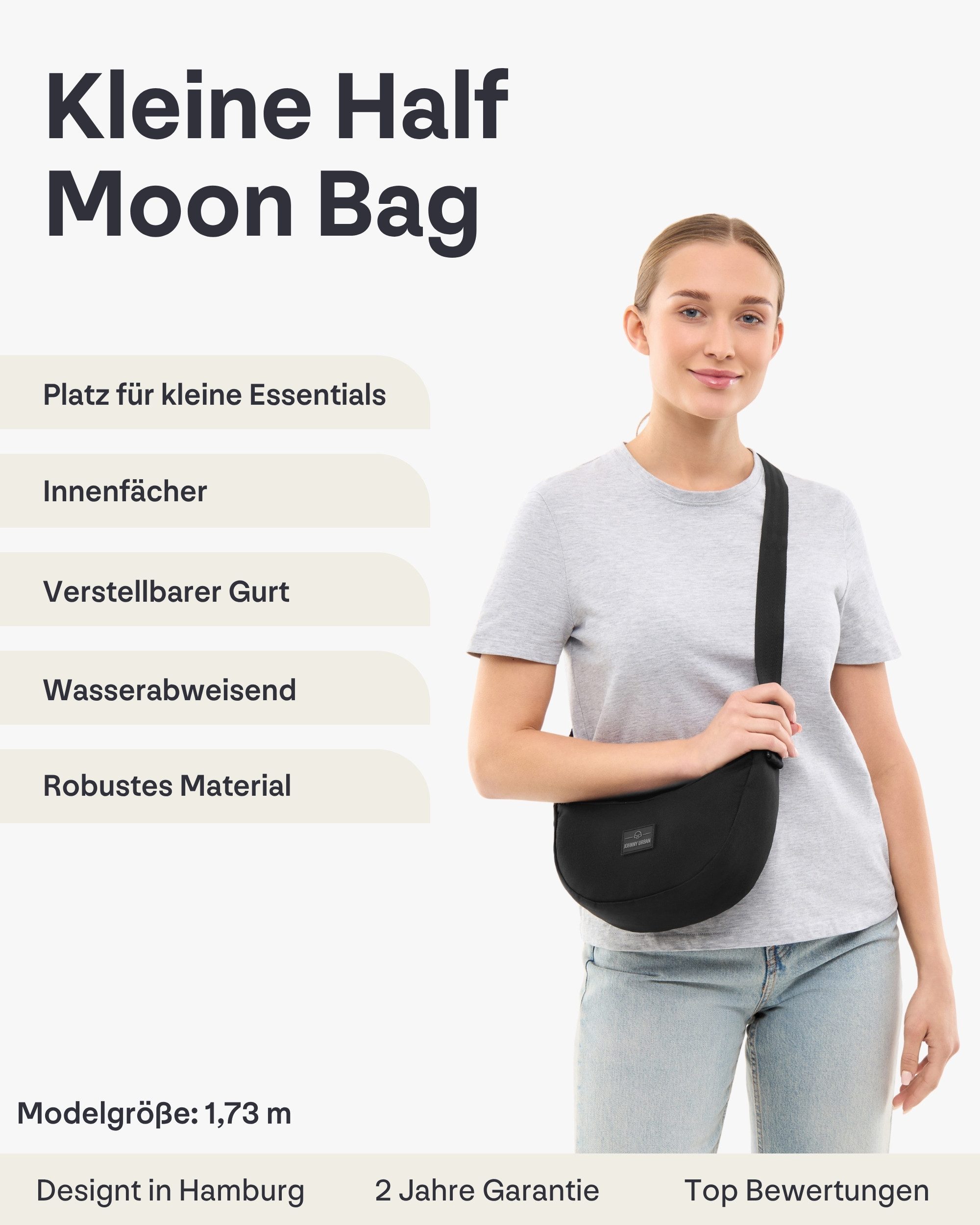 Johnny Urban Umhängetasche Ally Small Half Moon Bag, Kleine Crossbody Bag in Halbmond Form, Wasserabweisend – Bild 2 von 5