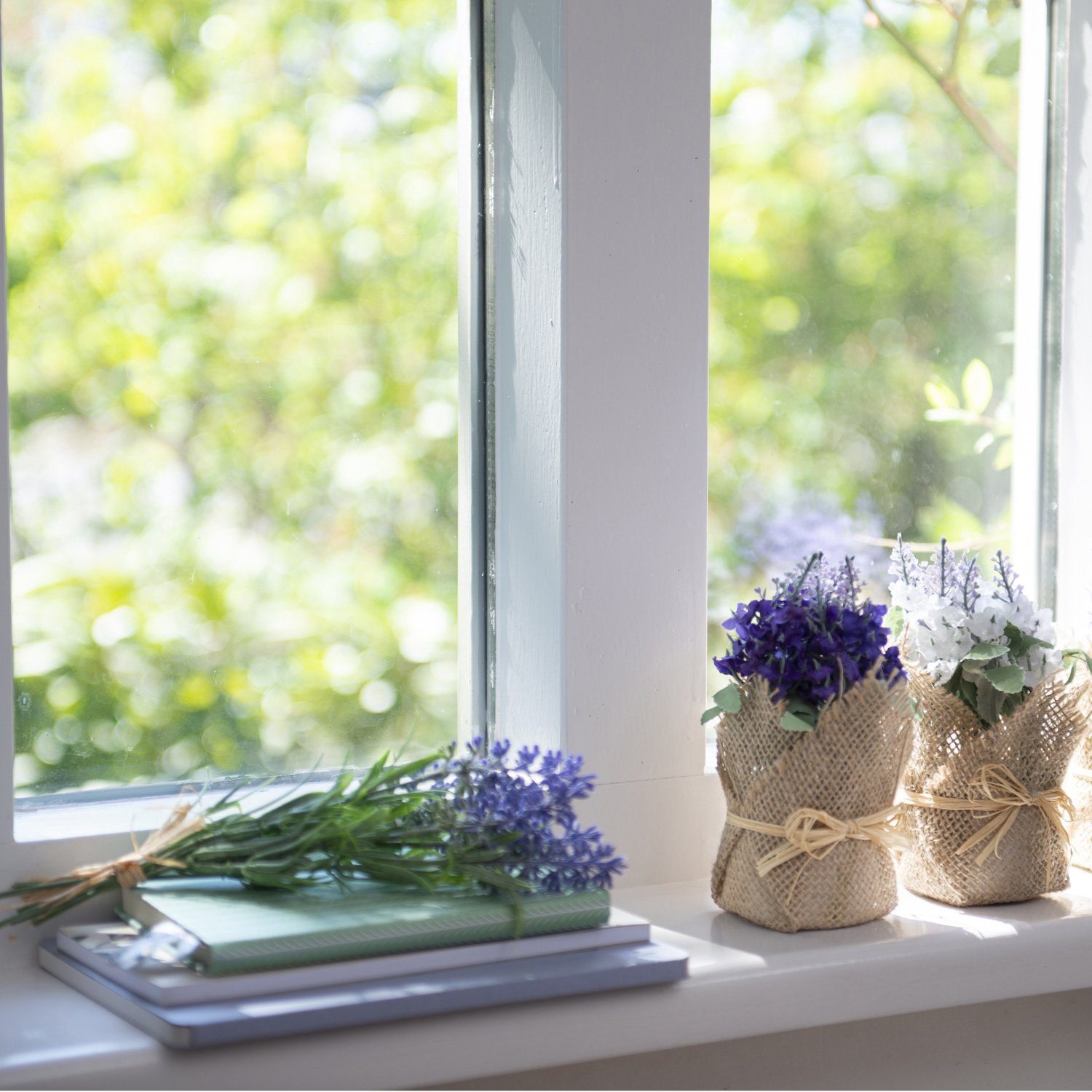 MARELIDA, Lavendel Kunstblume 34 cm Höhe violett, H: Kunstblume 7 Blüten Kunstpflanze mit 34cm Büschel