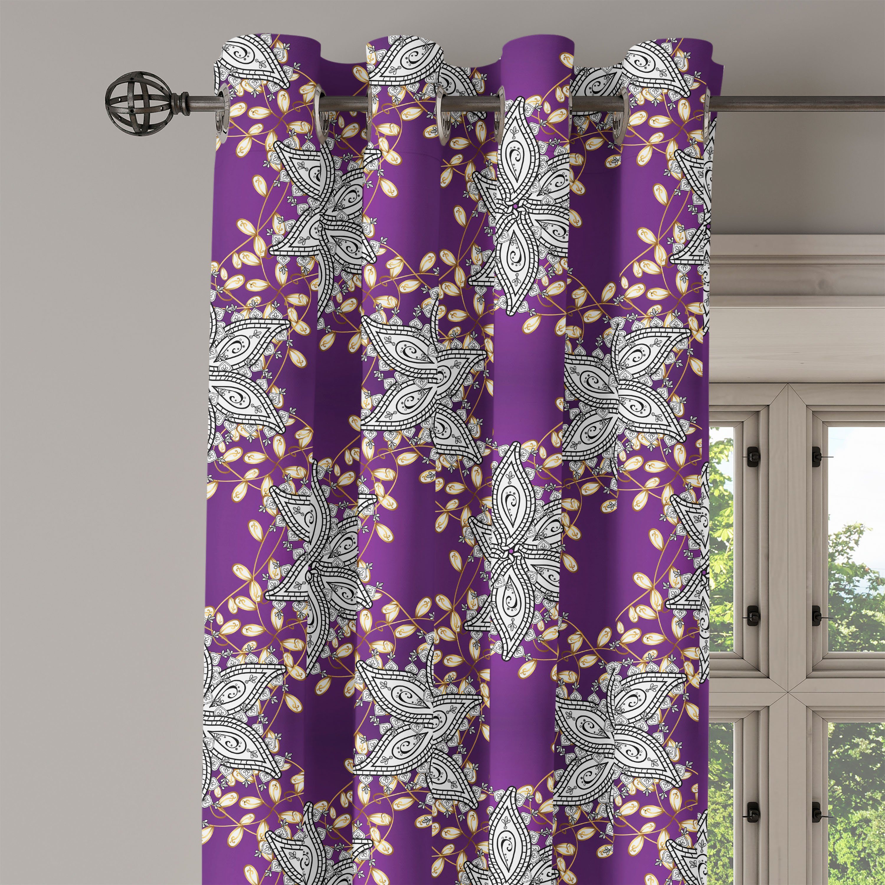 Schlafzimmer Abakuhaus, Vintage Wohnzimmer, marokkanisch Gardine Blumenblütenblätter 2-Panel-Fenstervorhänge Dekorative für