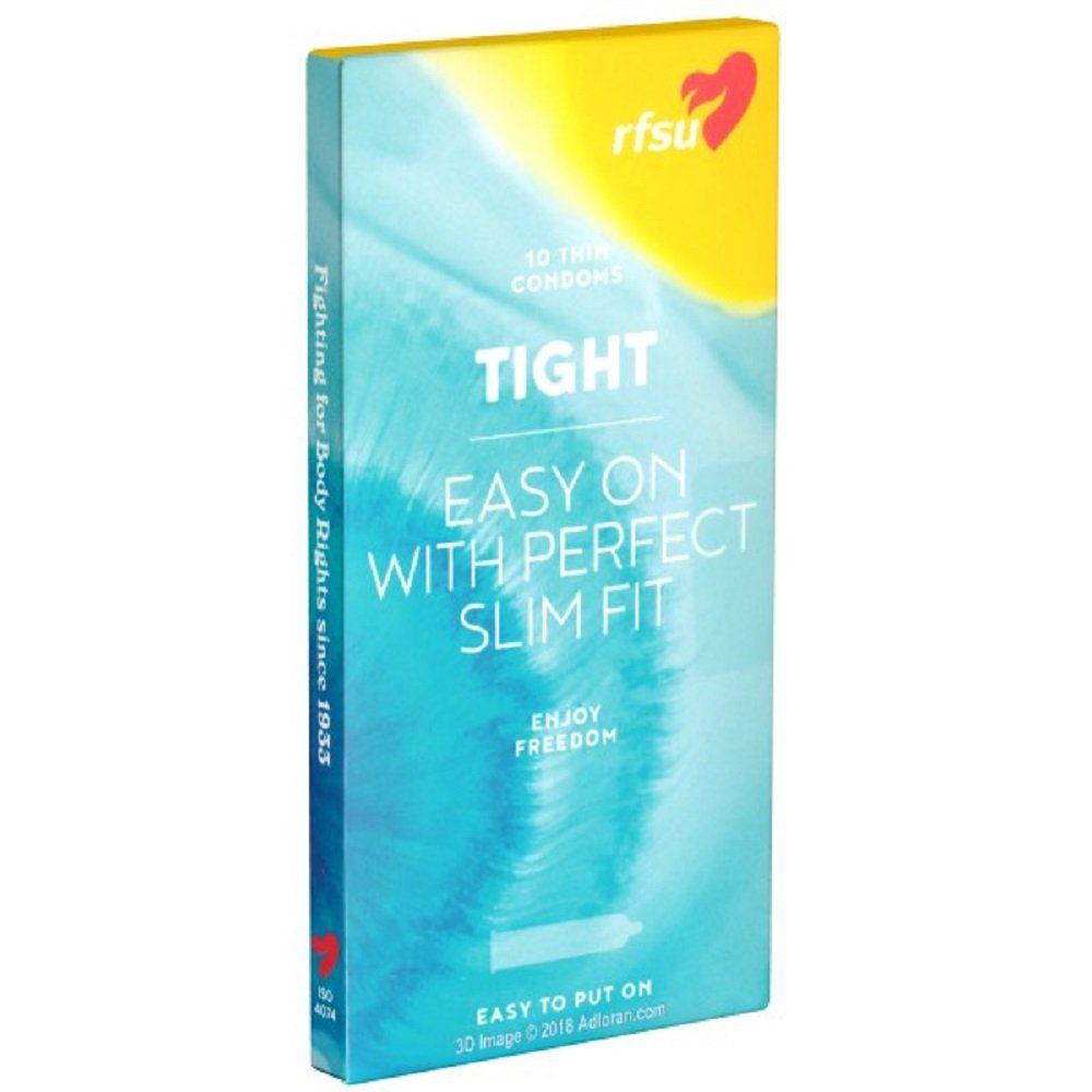 Rfsu Kondome Tight (Easy On with Perfect Slim Fit) Packung mit, 10 St., schmale Kondome, die nicht abrutschen