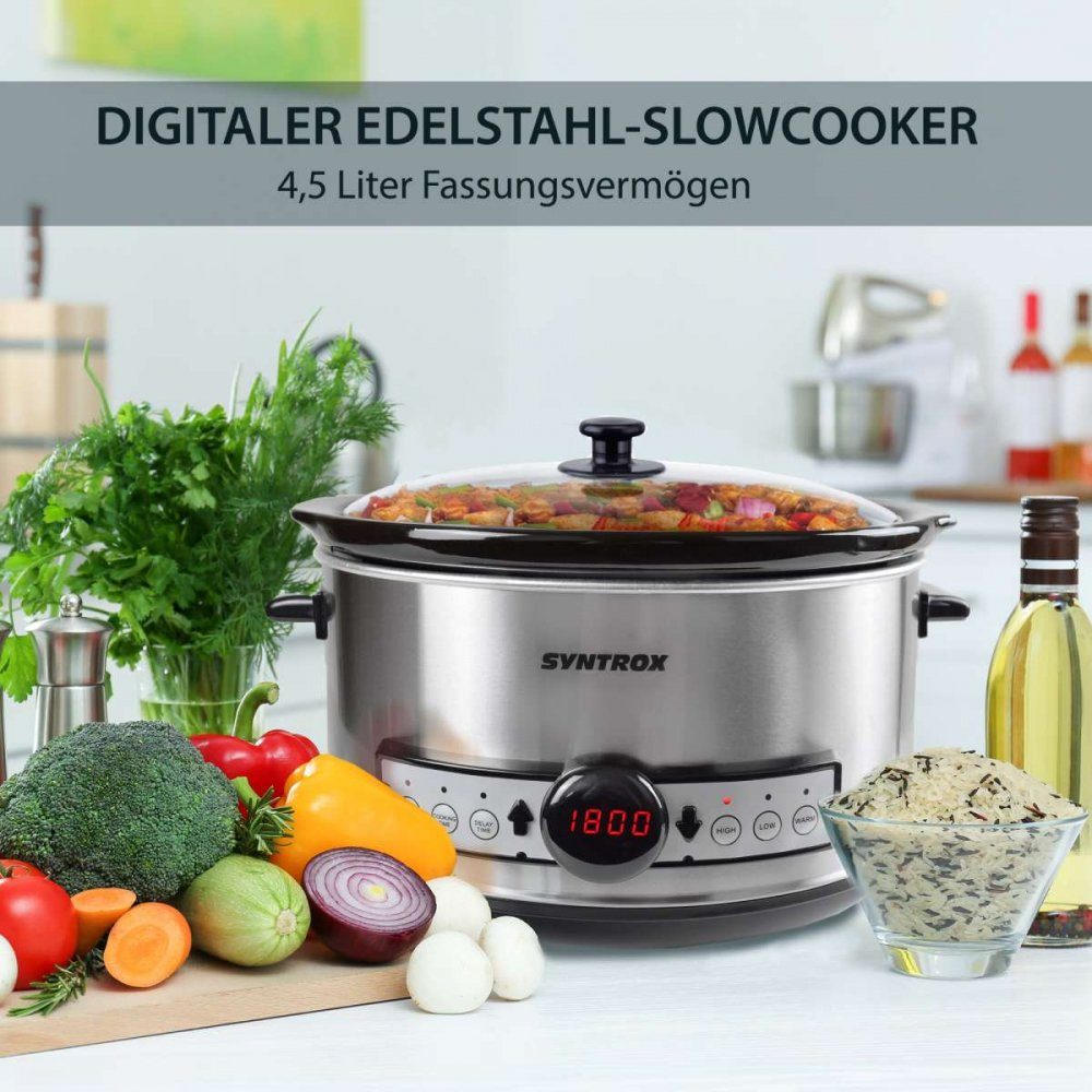 4,5 Syntrox Germany Digitaler Liter Slow Cooker Schmortopf Timer Syntrox Germany mit