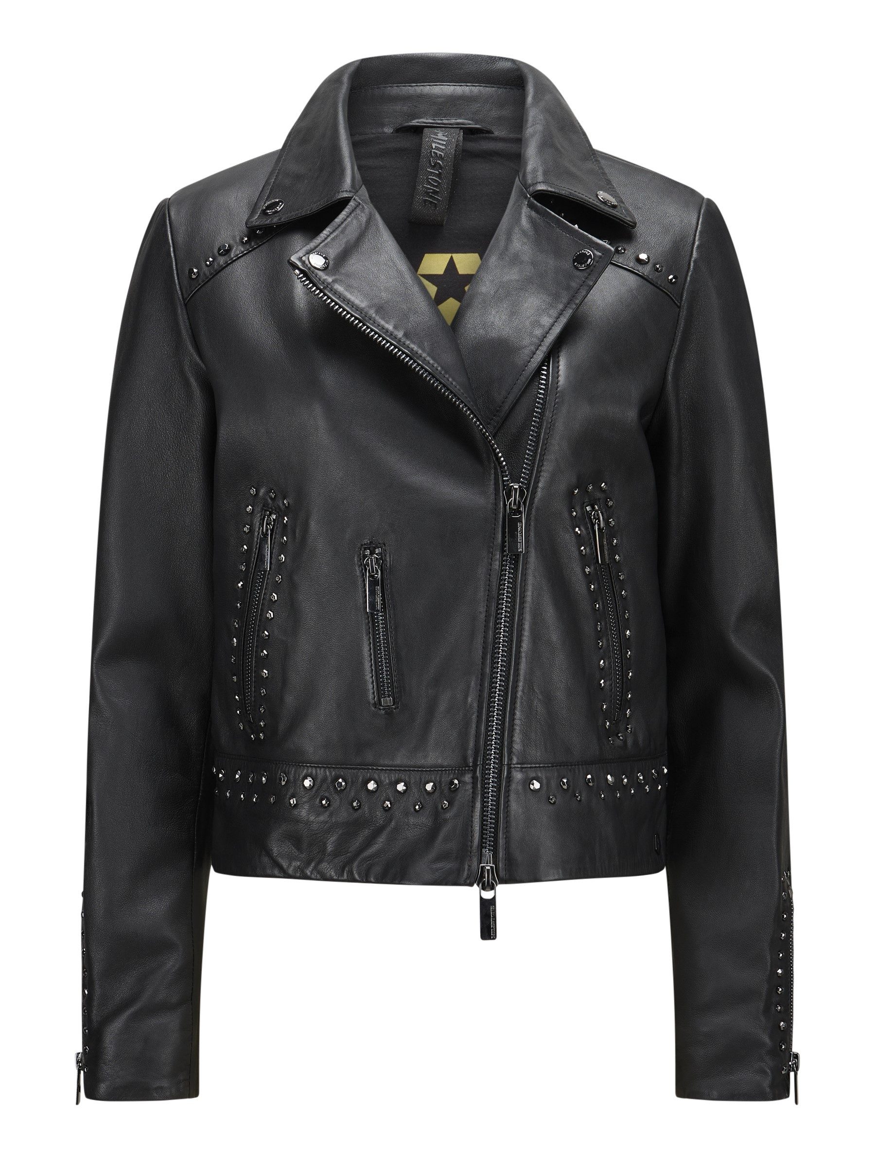 MILESTONE Lederjacke MSFaye rockige Bikerjacke mit Nieten aus Lammleder