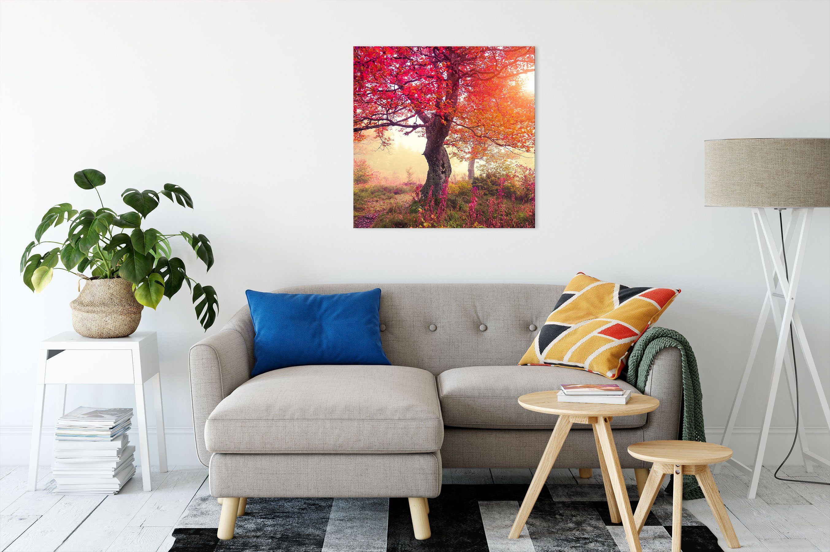Zackenaufhänger St), Herbstlandschaft, inkl. Pixxprint bespannt, Traumhafte fertig (1 Leinwandbild Leinwandbild Traumhafte Herbstlandschaft