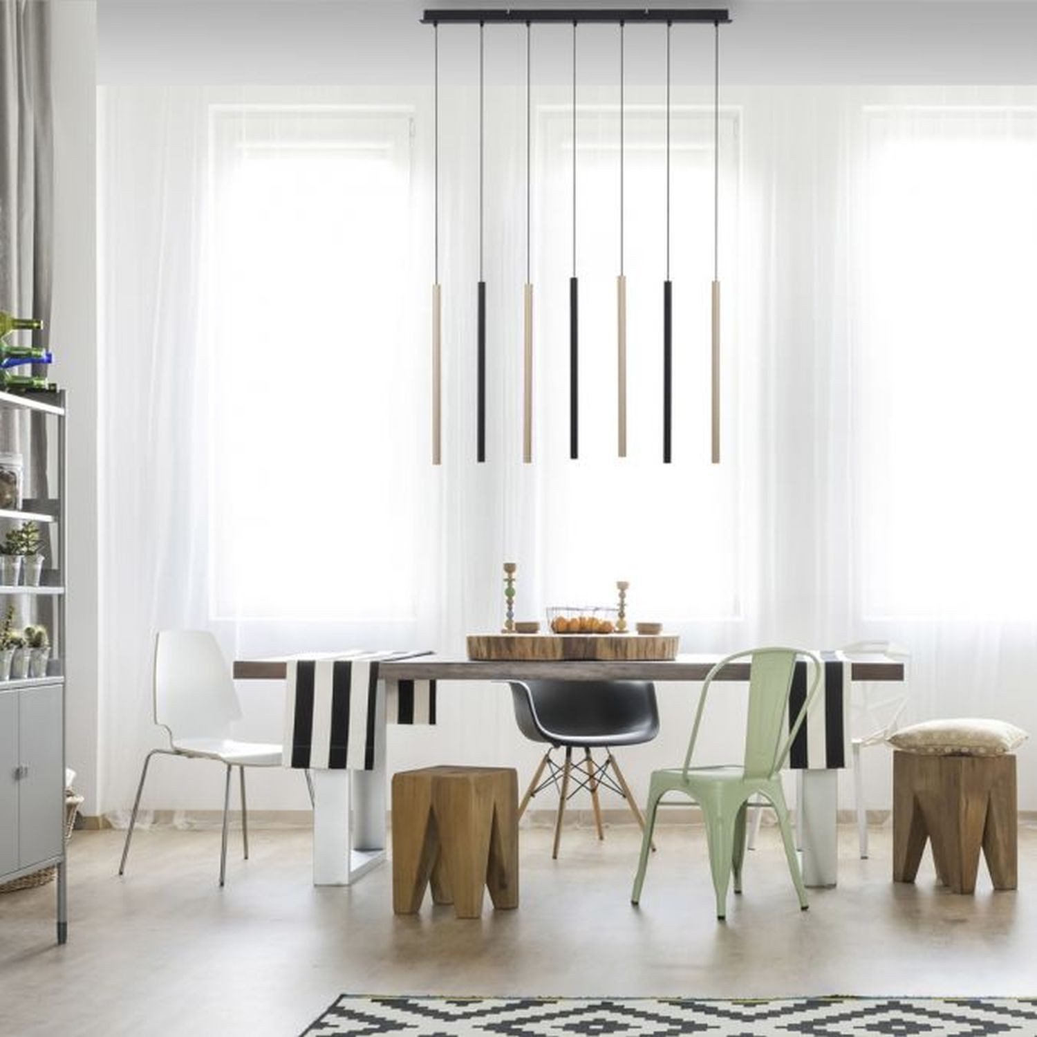 Licht-Erlebnisse Pendelleuchte PORIFE, LED fest integriert, Warmweiß, LED Metall warmweißes Licht 3000 K 3640 lm H: max. 120 cm länglich