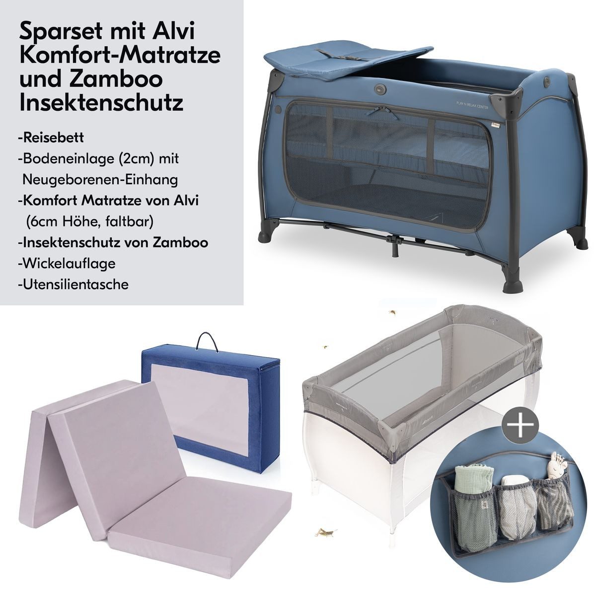 Hauck Baby-Reisebett Play'n Relax Center - Dark Blue, Babyreisebett mit Mat günstig online kaufen