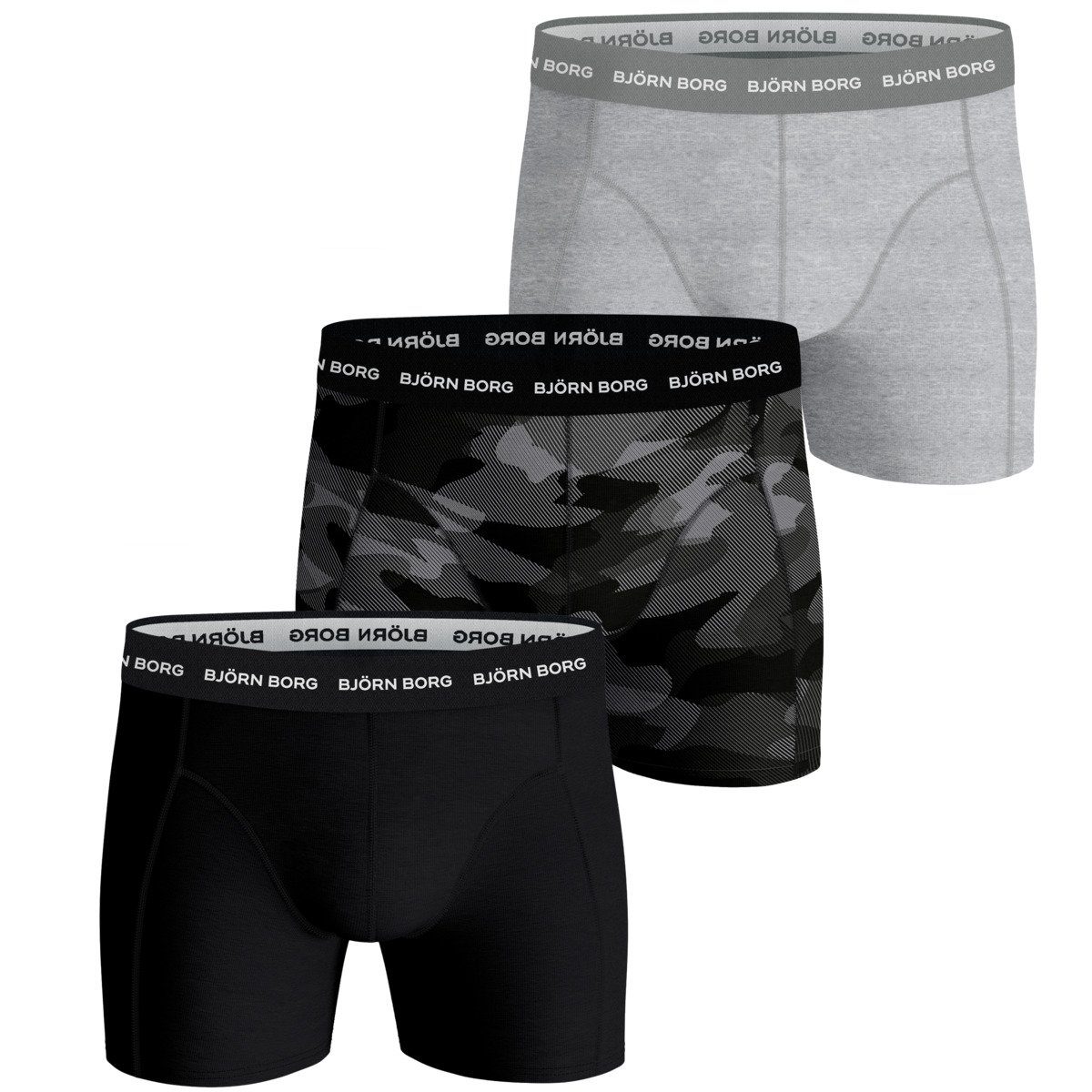 Björn Borg Boxershorts Shadeline Essential 3er Pack Herren (3-St) schwarz/grau/camouflage
