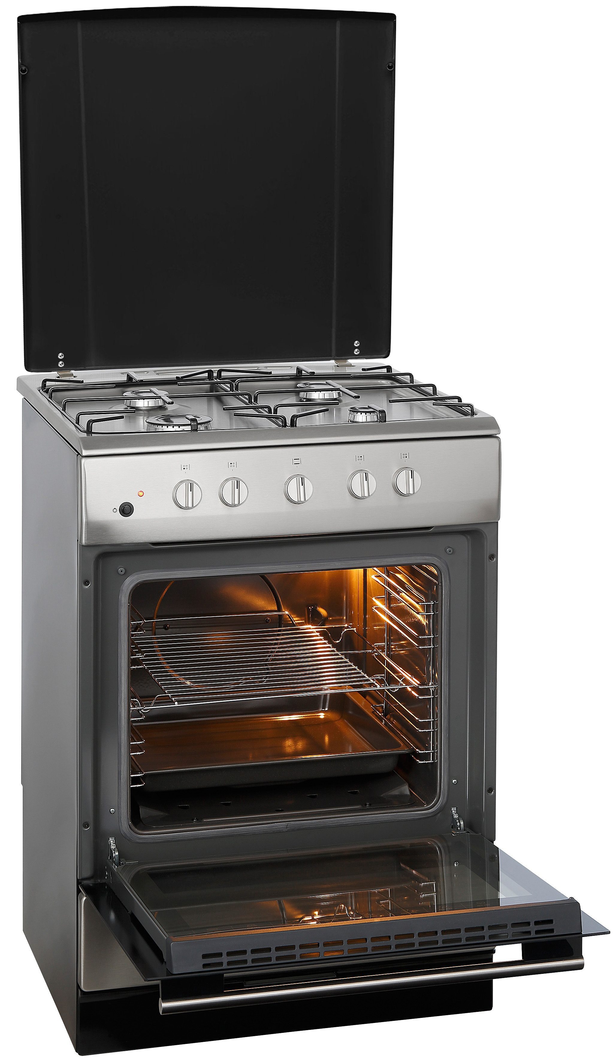 Amica Gas-Standherd SHGG 11668 E, Klassisches Kochen mit direkter Gasflamme und vertrauter Bedienung