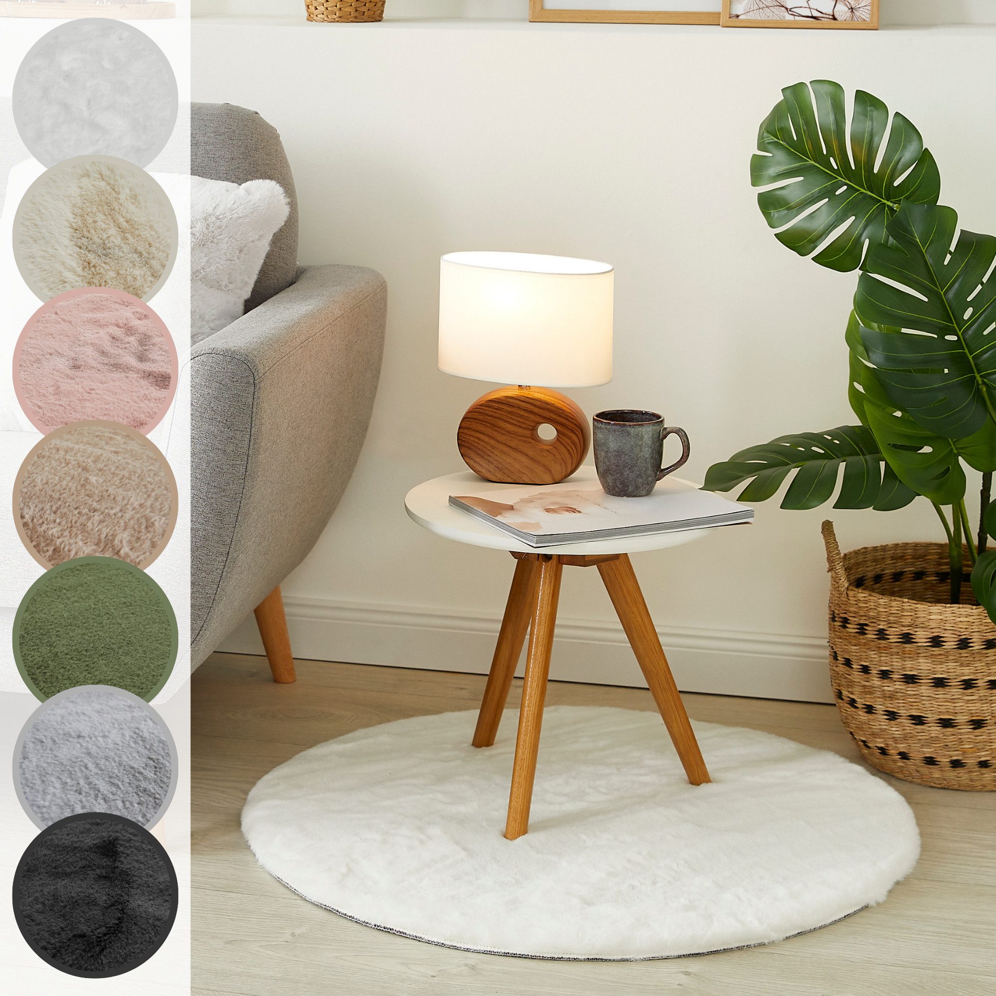 LUXOR living Fellteppich Novara, rund, Höhe: 30 mm, Kunstfell, Kaninchenfell-Haptik, besonders weicher Hochflor