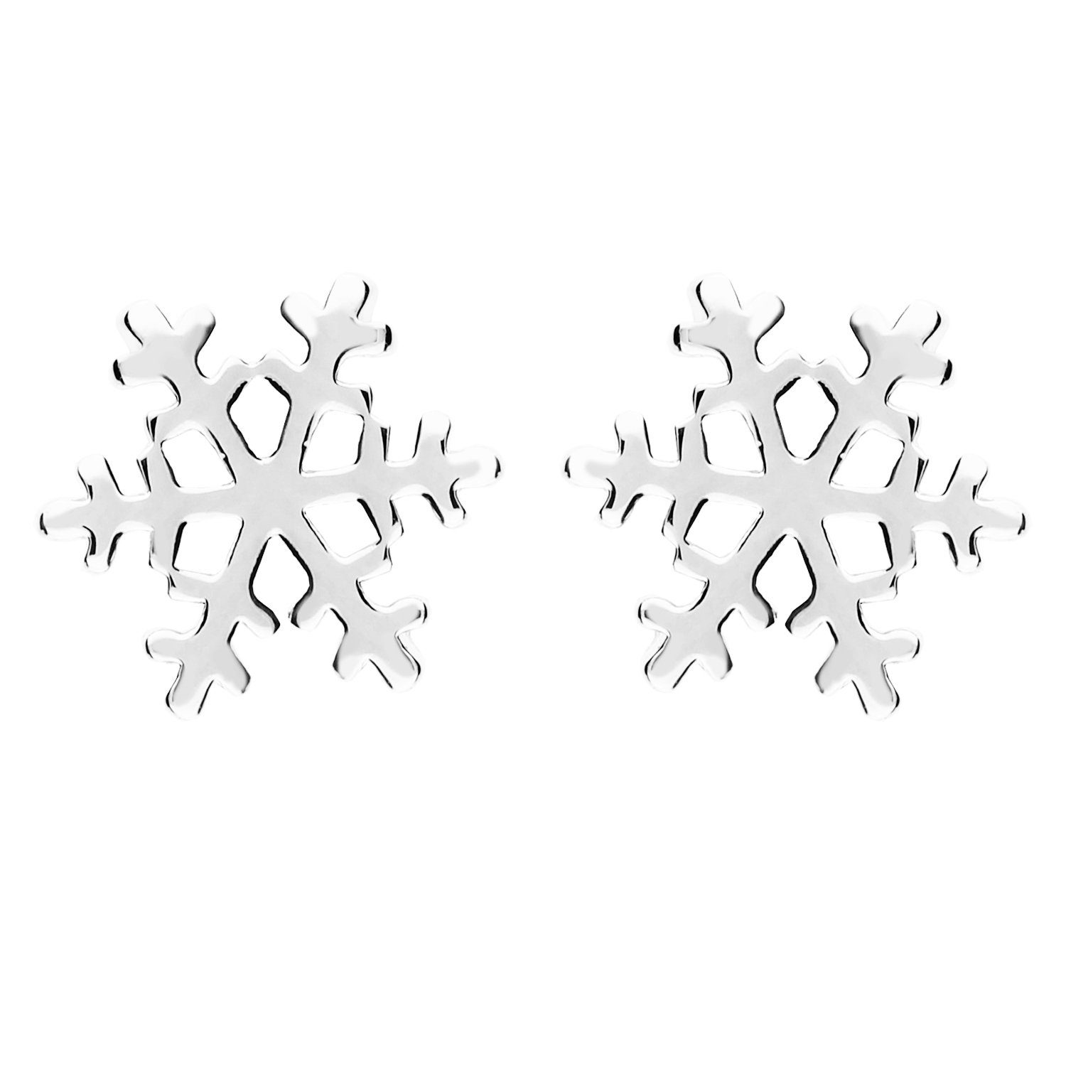 LÖB Paar Ohrstecker Edelstahl Ohrstecker Schneeflocke Weihnachten Winter Ohrringe Silber (Geschenke für Frauen Damen Beste Freundin Mutter Mama Ehefrau Oma sie zum Geburtstag Schmuck Herbst Oktoberfest), 18K Weißgold vergoldet Stecker Klein Snowflake Weihnachtsohrringe
