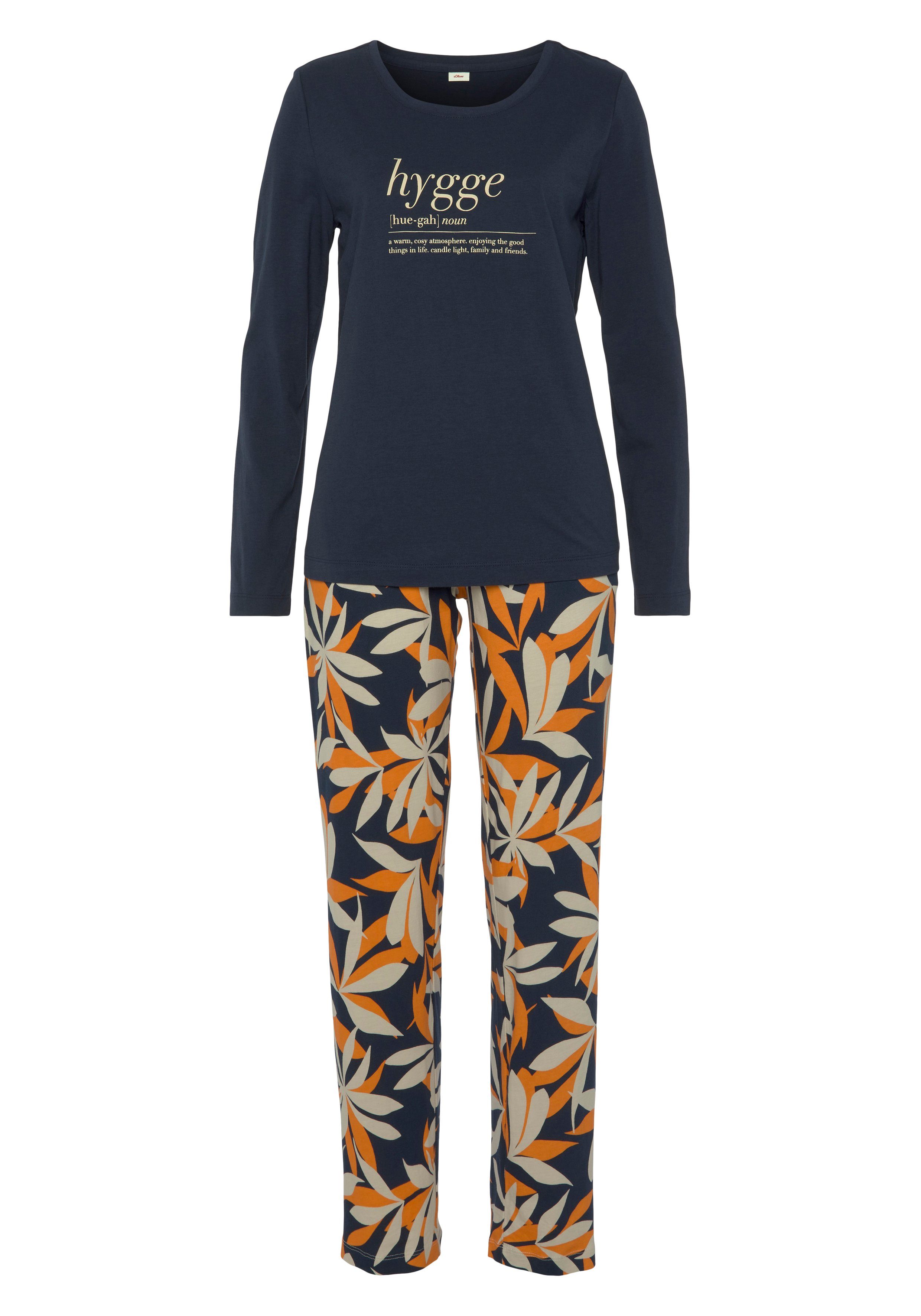 s.Oliver Pyjama (2 tlg) Blätterdruck mit buntem