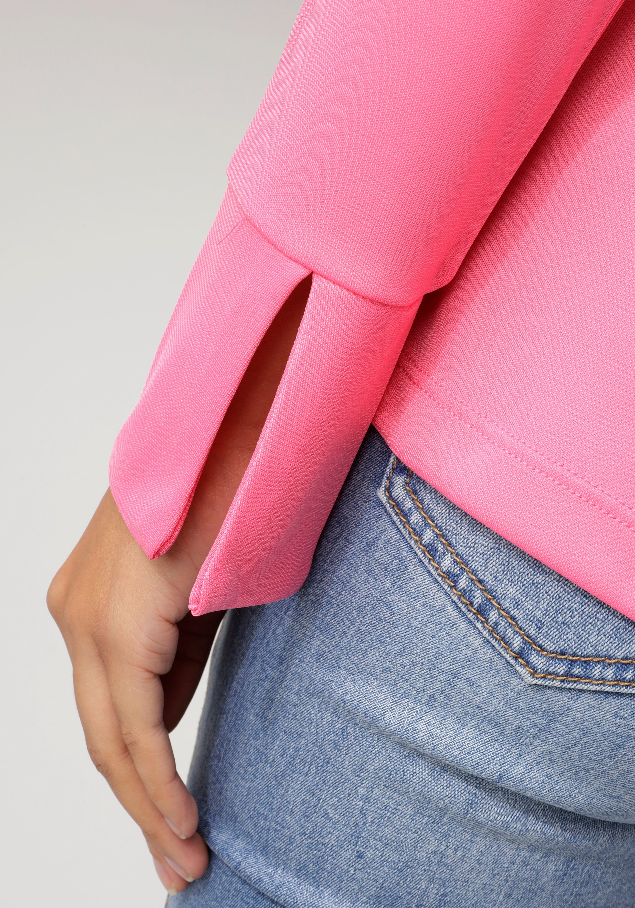 Aniston strukturierter Jersey-Crepé-Qualität CASUAL Hemdbluse in pink
