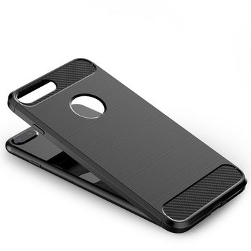 CoolGadget Handyhülle Carbon Handy Hülle für Apple iPhone 7 Plus / 8 Plus 5,5 Zoll, robuste Telefonhülle Case Schutzhülle für iPhone 7 Plus / 8 Plus Hülle