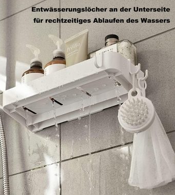 Coonoor Duschregal Badezimmerregal mit 3 Haken weiß 30cm, 1-tlg., kein Bohren erforderlich