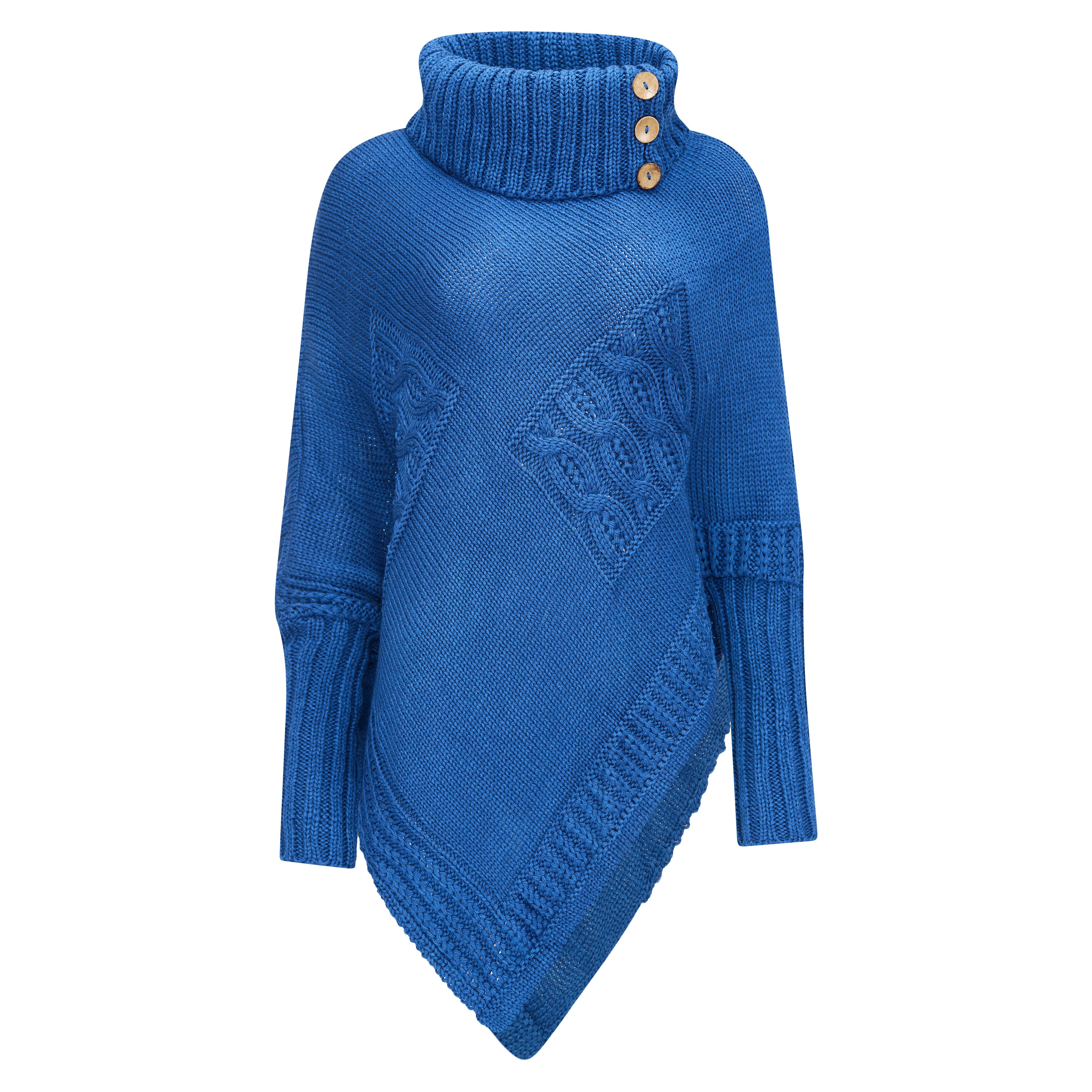 Mississhop Strickponcho Poncho Strick Sweatshirt Pullover Umhang Überwurf