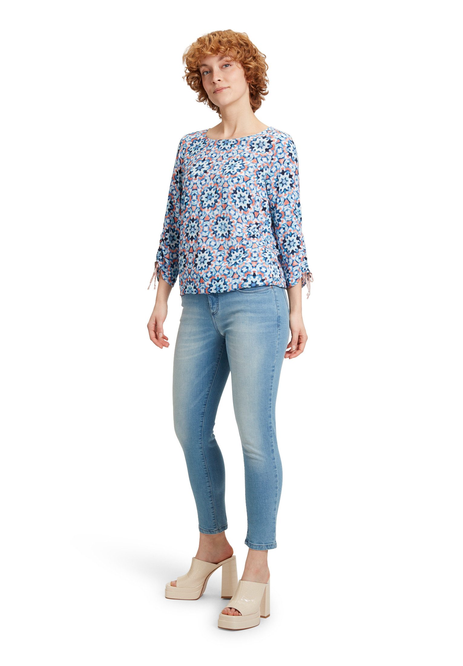 Cartoon Schlupfbluse Cartoon Casual-Bluse mit Muster