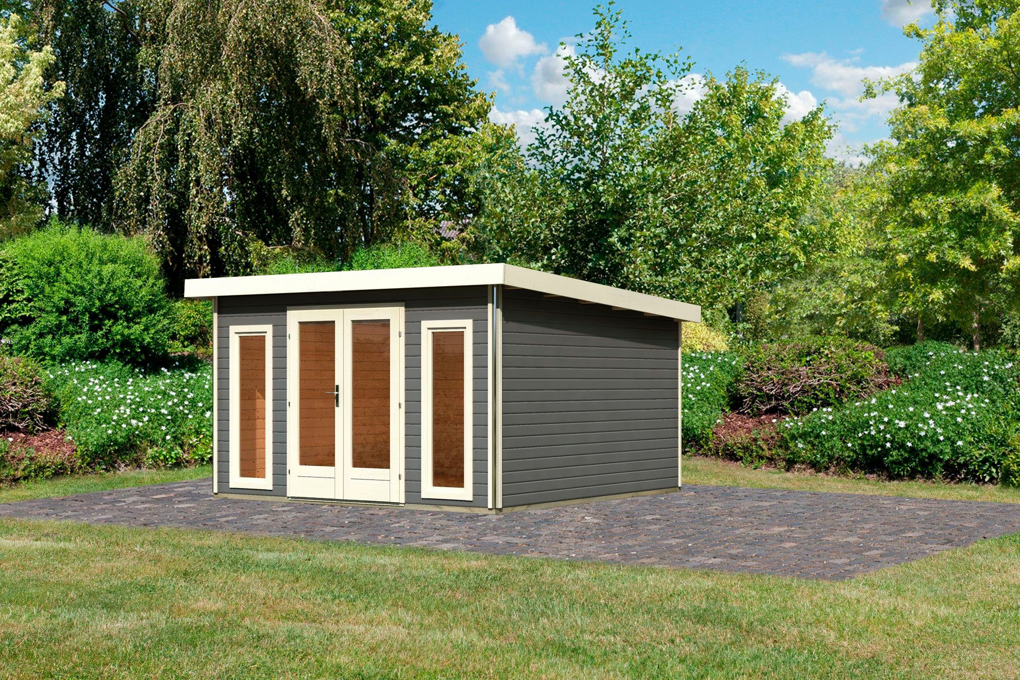 Thumbnail - Karibu Gartenhaus Rabensee 3, BxT: 406x393 cm, (Set), terragrau