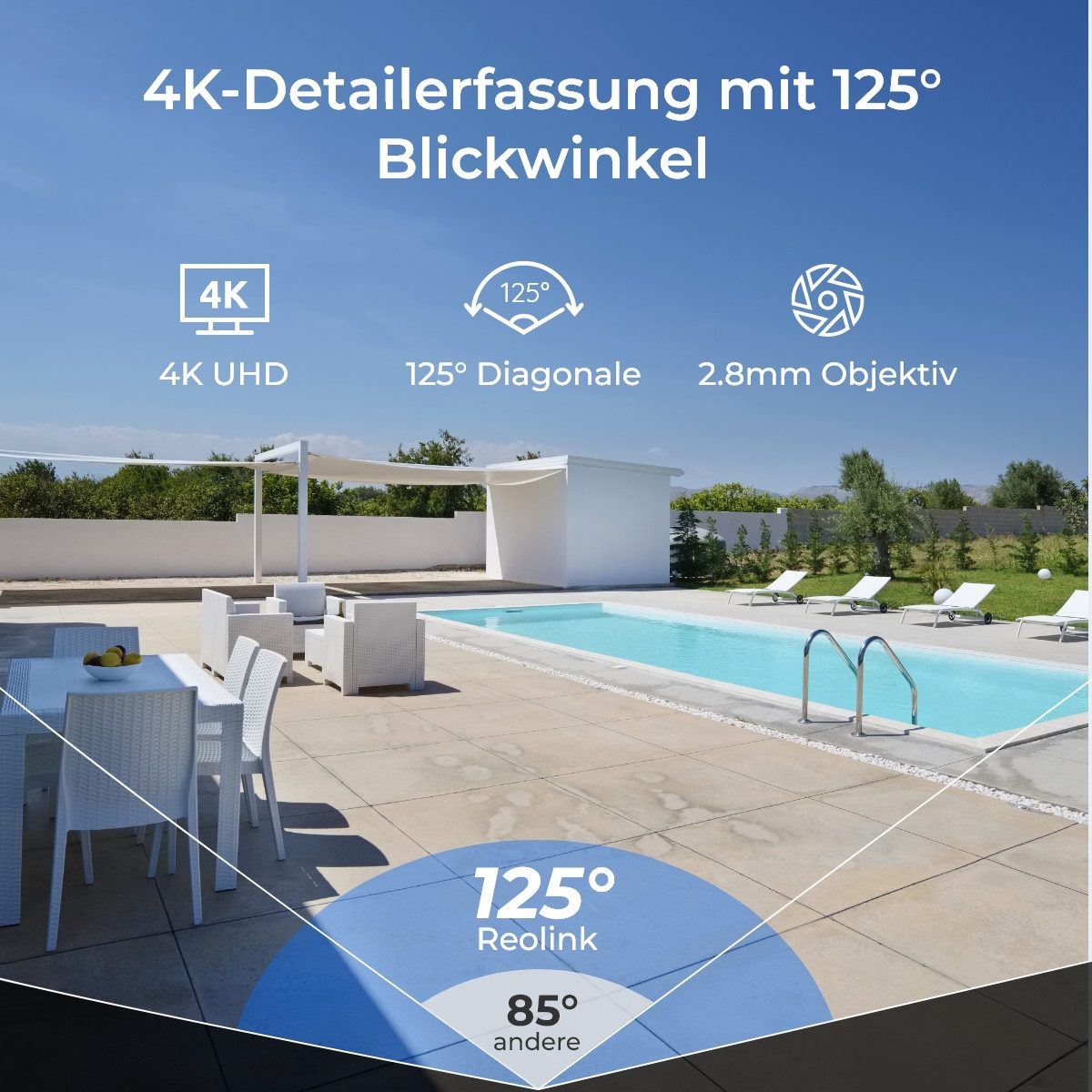 Reolink Überwachungskamera RLC-840A (Außenbereich, Innenbereich, IK10 Vandalismus,4K 8MP Ultra HD,125° breiter Sichtwinkel,2-Wege-Audio) – Bild 3 von 5