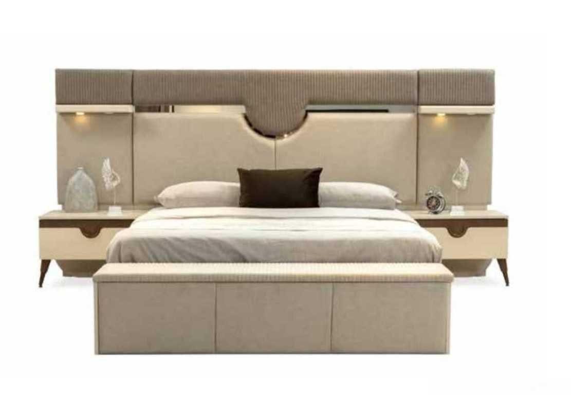 Schlafzimmer-Set Set 3tlg. Schlafzimmer Garnitur Bett 2x Nachttisch