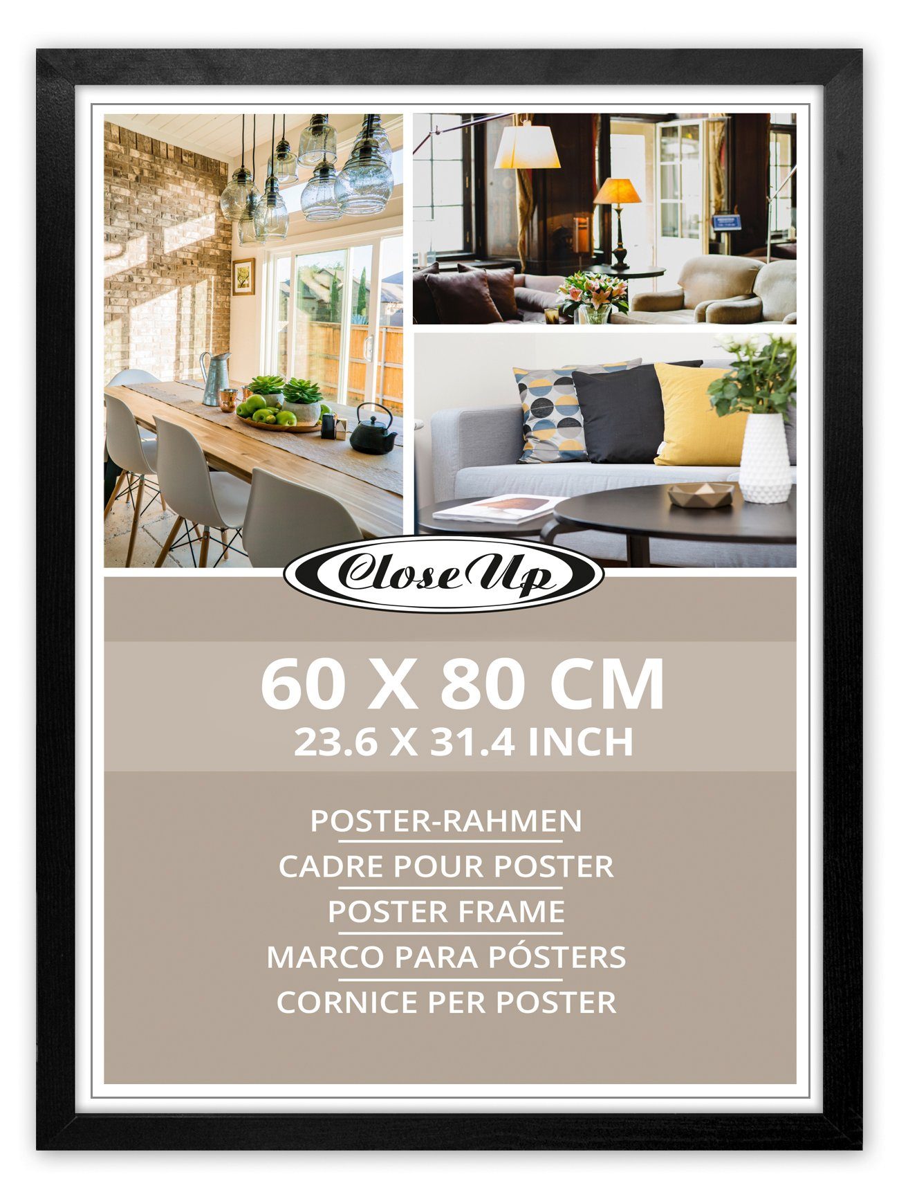 Close Up Bilderrahmen Posterrahmen 60 x 80 cm Holzdekor schwarz günstig online kaufen