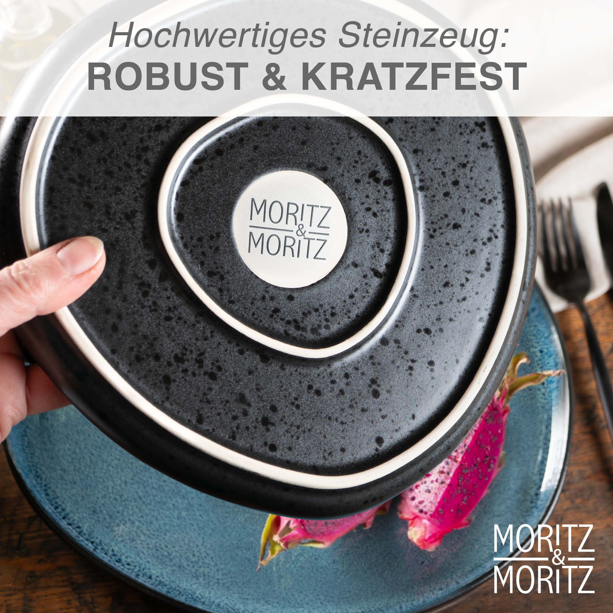 Moritz & Moritz Tafelservice ORGANIC blau Geschirrset (18-tlg), 6 Personen, Steinzeug, Kombigeschirr für 6 Personen – Bild 5 von 5
