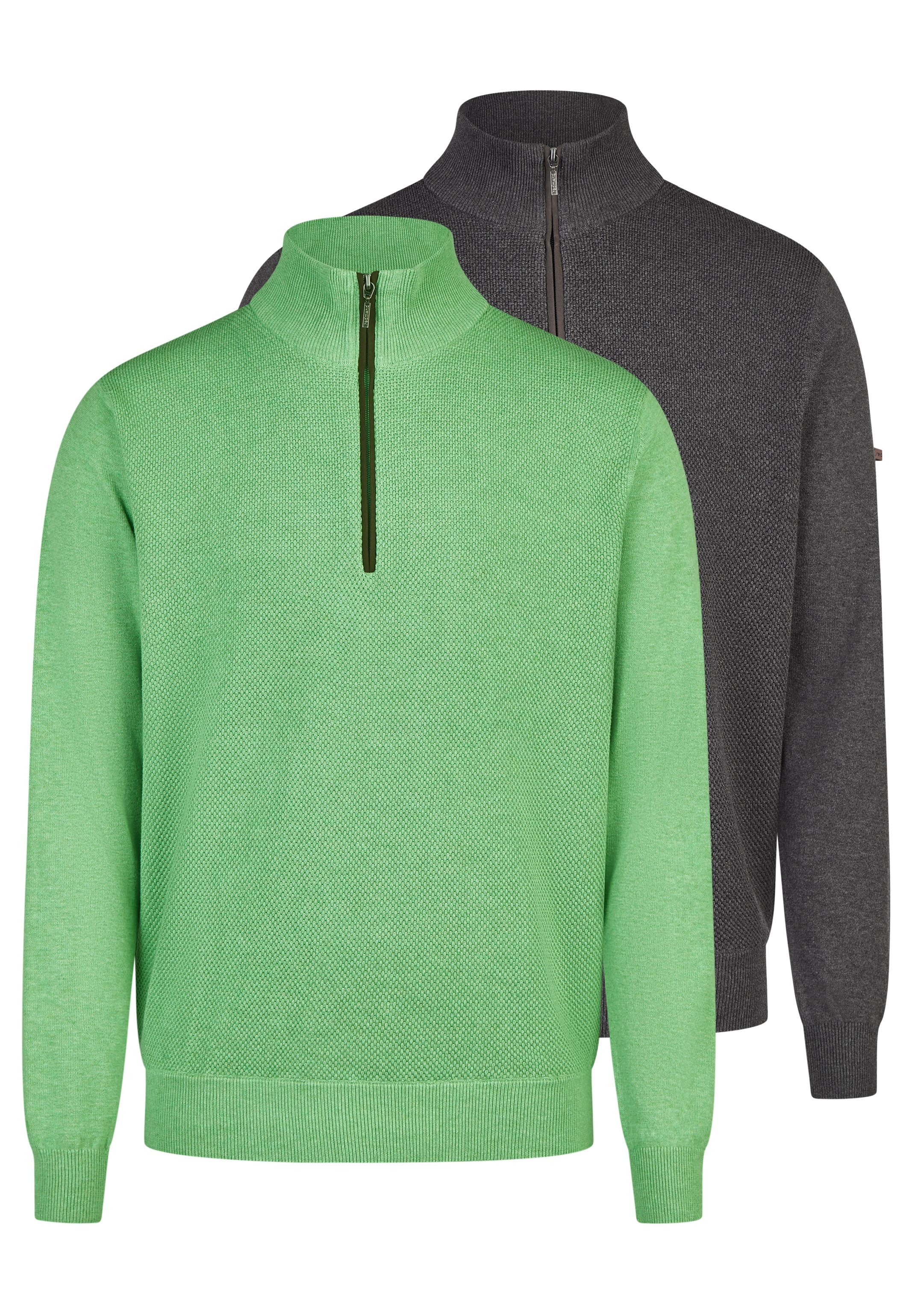 Redmond Strickpullover 2er Pack Basic (Spar-Set, 2-tlg) Troyer - Baumwolle - Atmungsaktiv