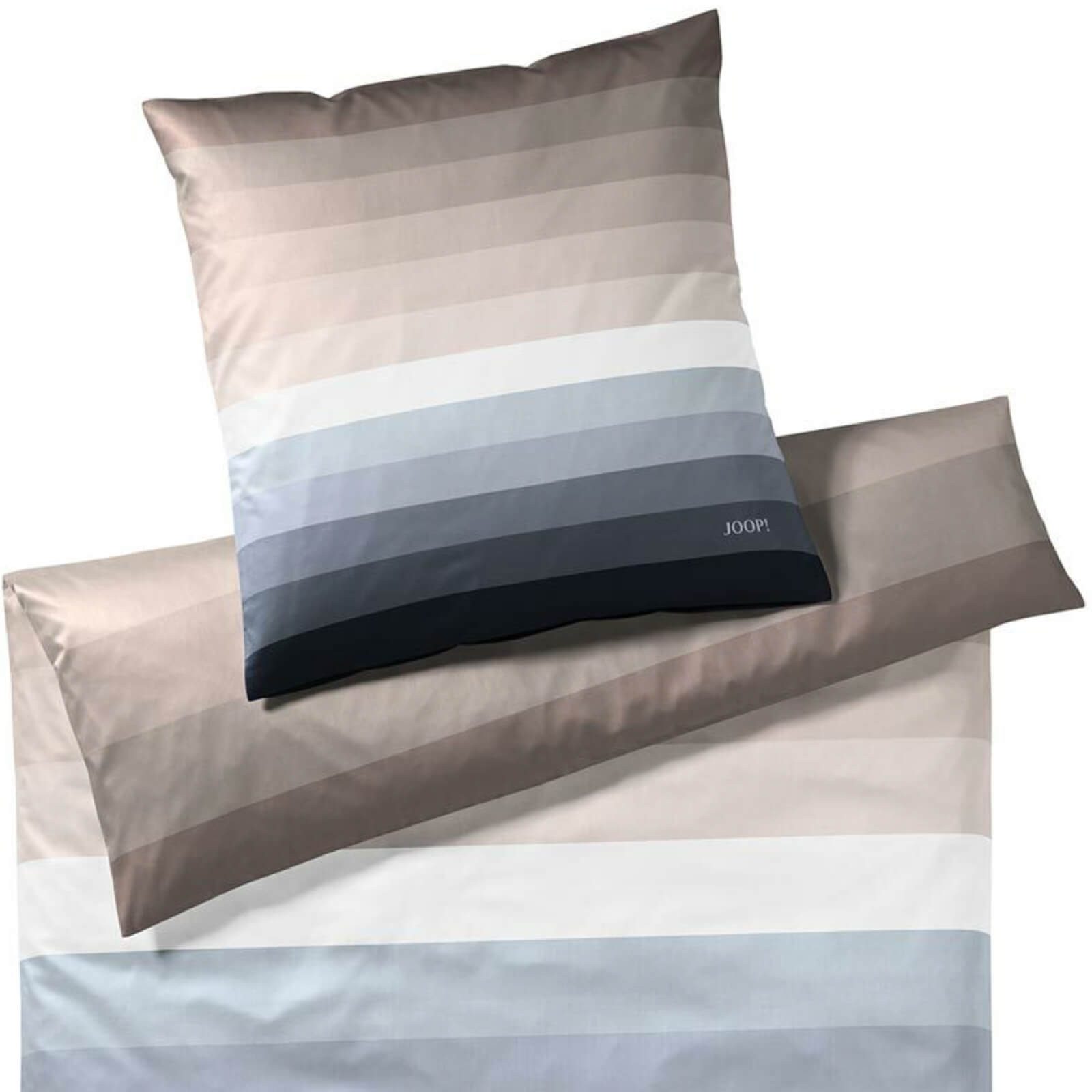 JOOP! Bettwäsche Horizon 4100 9 Stone Shades, Mako-Satin, 2 teilig, Querstreifen, Farbverlauf, Gestreift
