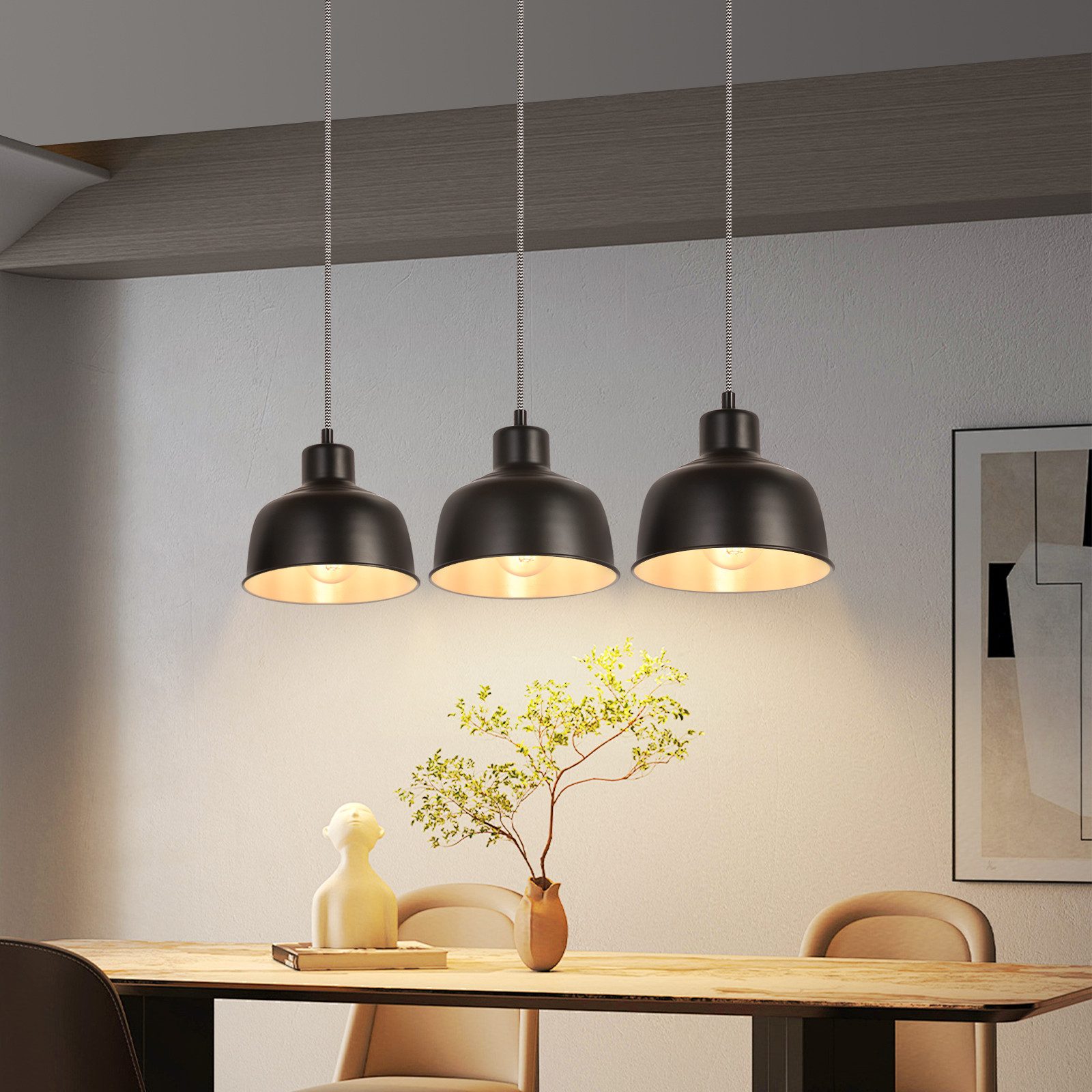 Nettlife Pendelleuchte Schwarz Vintage Esstisch E27 günstig online kaufen
