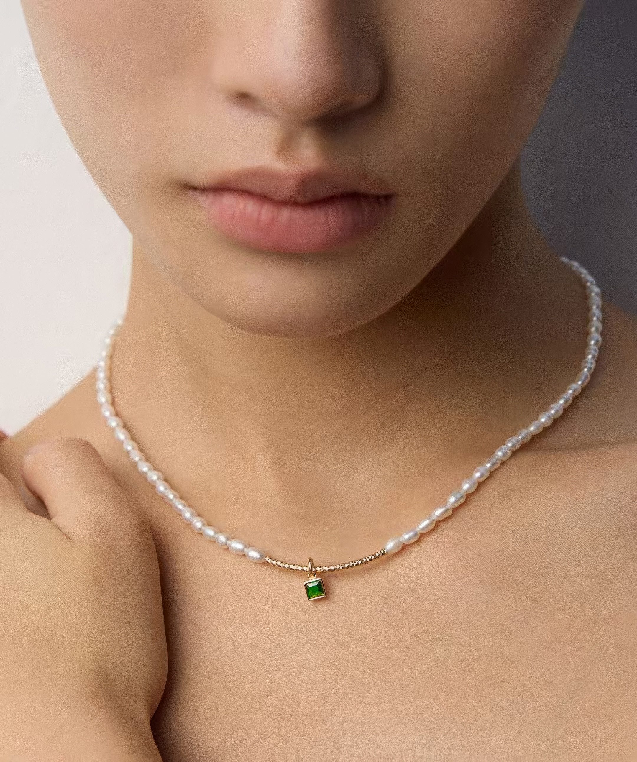 Jumpeak Silberkette Silber Halskette, Damen Perlenkette, Edelstein Anhänger, Damen Silber Halskette, 18K Gold, plattiert Liebe Geschenk für Frau