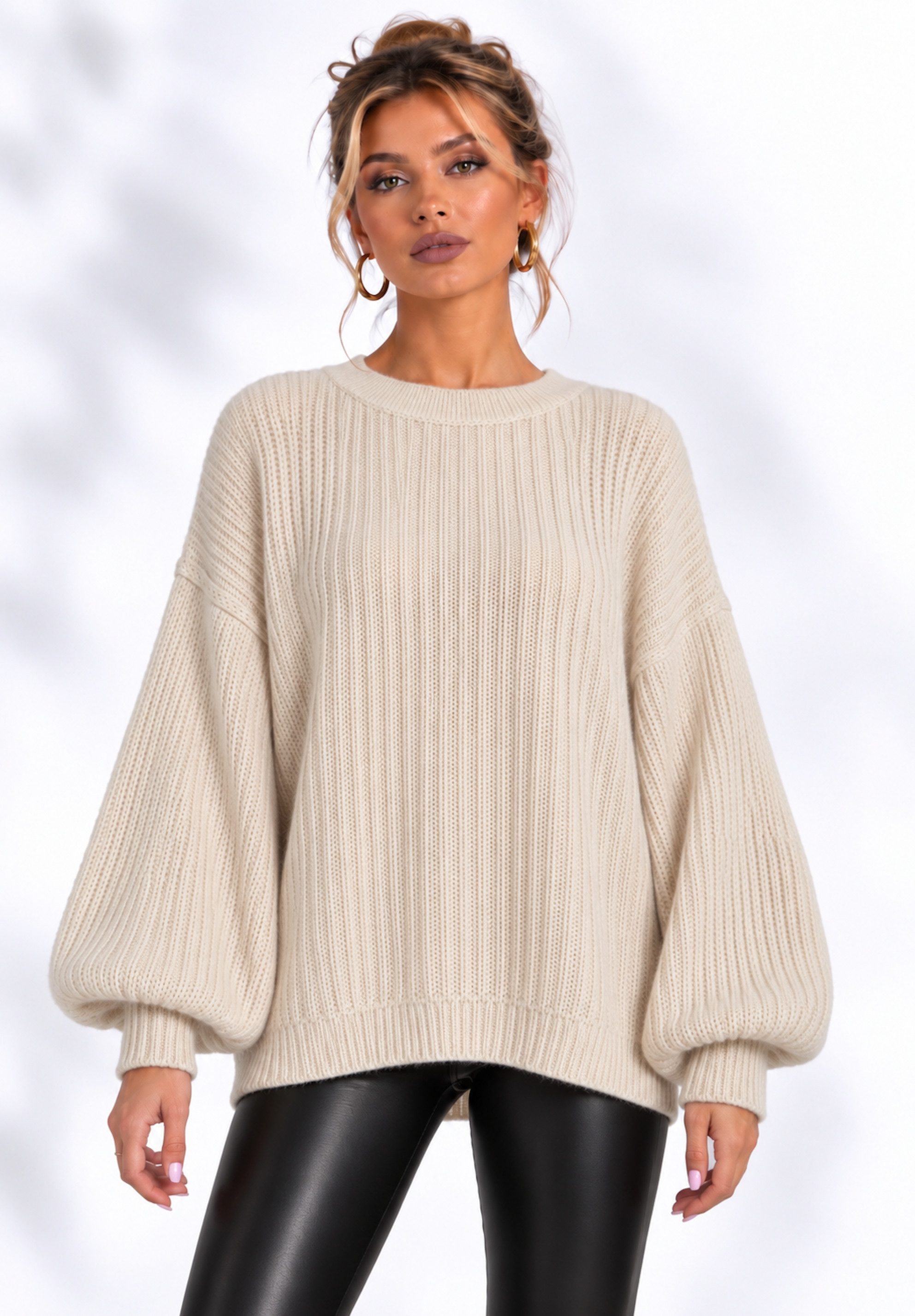 Worldclassca Strickpullover WORLDCLASSCA Damen Oversize Strickpulllover Ballonärmel Pulli Neue Kollektion - Stilvolle und gemütliche Strickmode für Damen