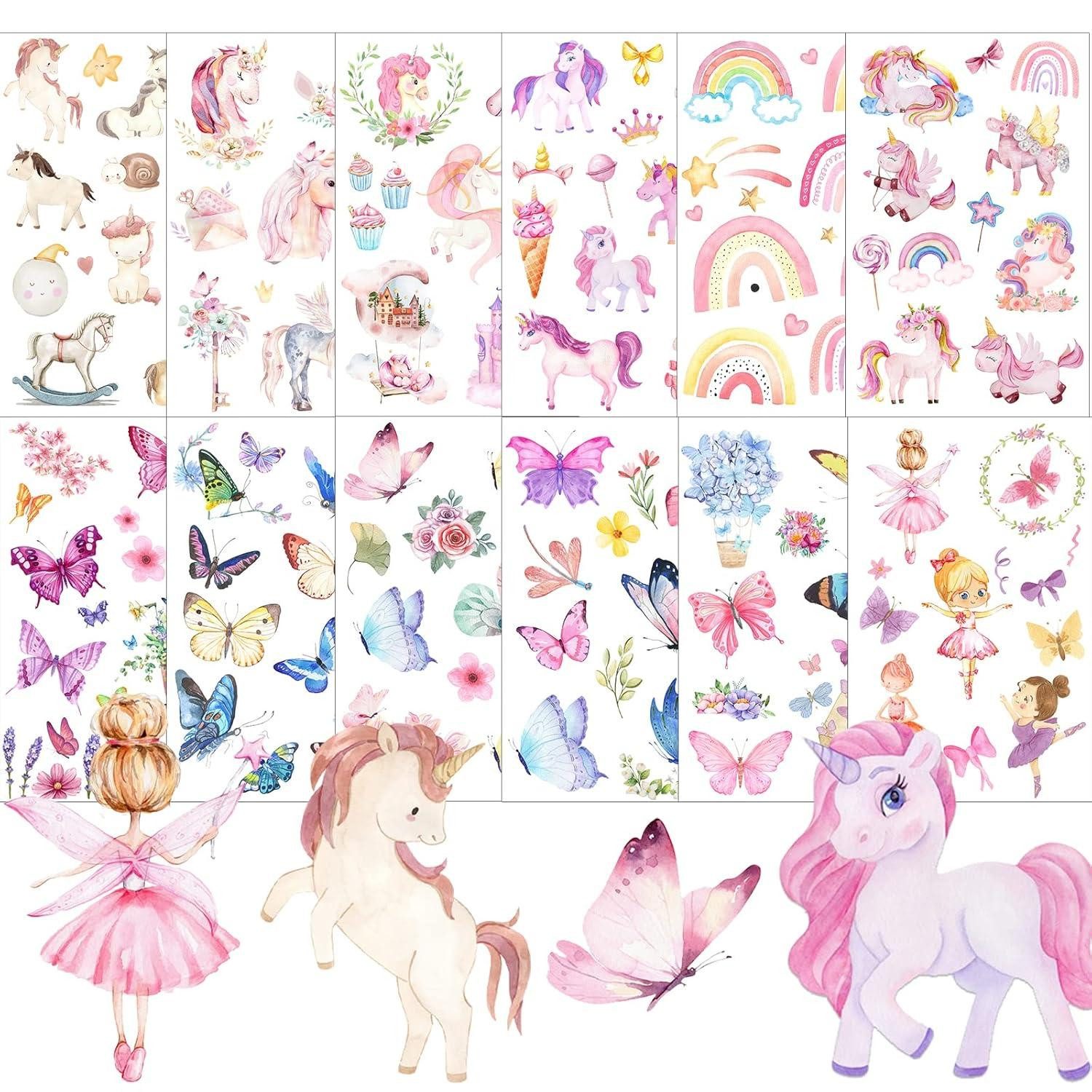 Dekohänger 120+ Tattoo Einhorn Schmetterling Mädchen Kinder Geburtstagsgeschenk