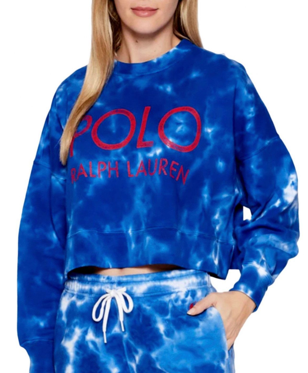 Polo Ralph Lauren Sweatshirt Sweater French Terry Cropped Batik Pullover Sofortige Authentifizierung über das Ralph Lauren-System möglich