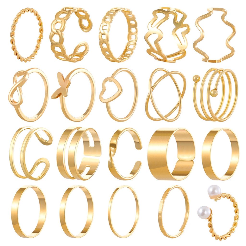 VEKROBOT Fingerring Knöchelring Set 22 Stück Schmetterling Herz. Retro Design für Damen (1-tlg., Stackbarer Ring-Set)