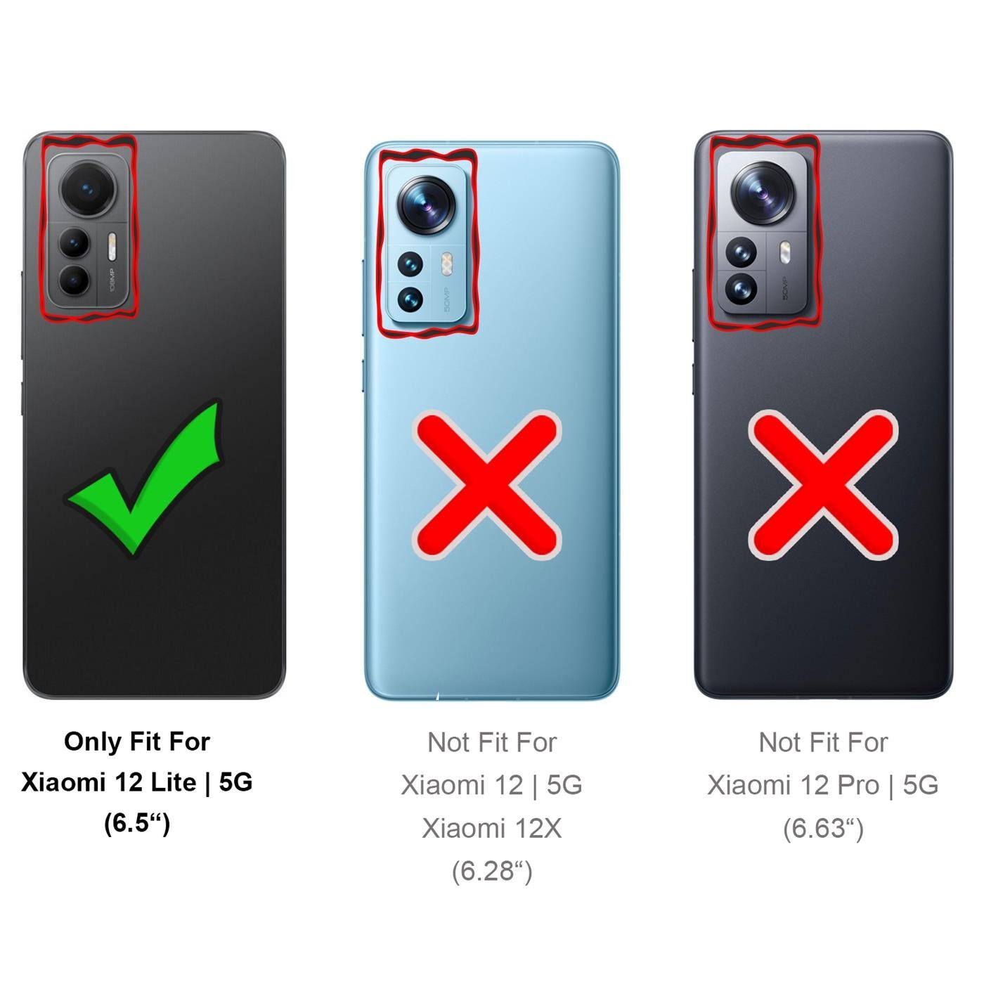CoolGadget Handyhülle Black Series Handy Hülle für Xiaomi 12 Lite 5G 6,55 Zoll, Edle Silikon Schlicht Robust Schutzhülle für Xiaomi 12 Lite 5G Hülle