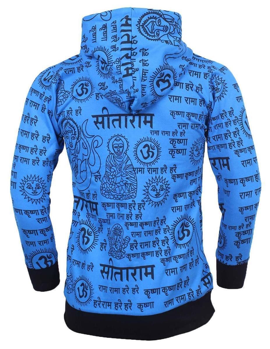 Vishes Kapuzensweatjacke Kapuzenjacke Bedruckt Sanskrit Om Hoodie Jersey Baumwolle Alternative Mode, Boho, Hippie, Ethno, Festival